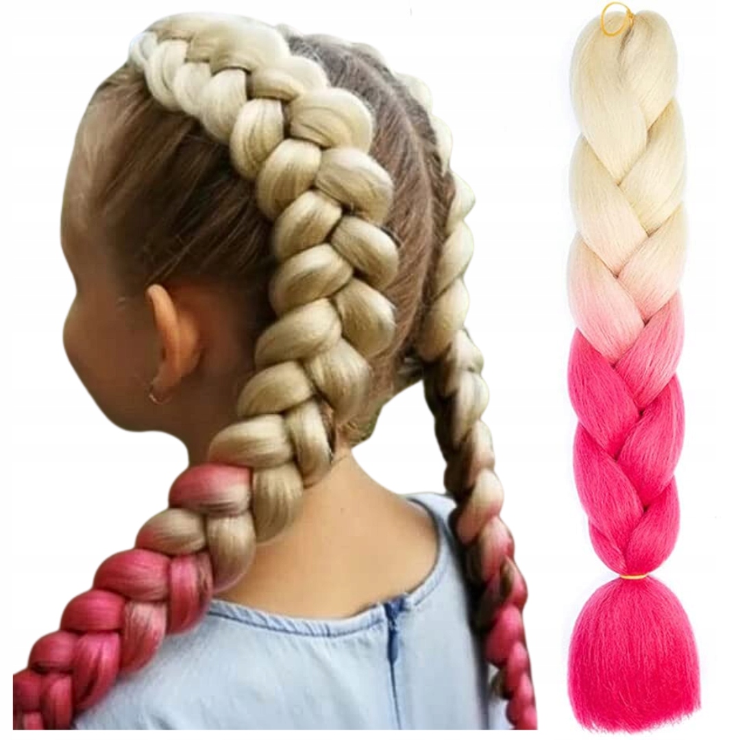 Włosy syntetyczne do warkoczy B48 ombre blond-róż