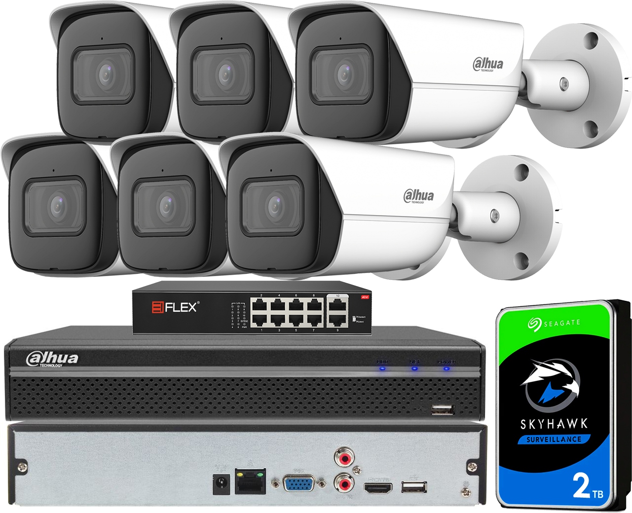 Monitorovací sada Dahua pro 6 kamer 5MPX Dahua WizSense Starlight Disk 2TB