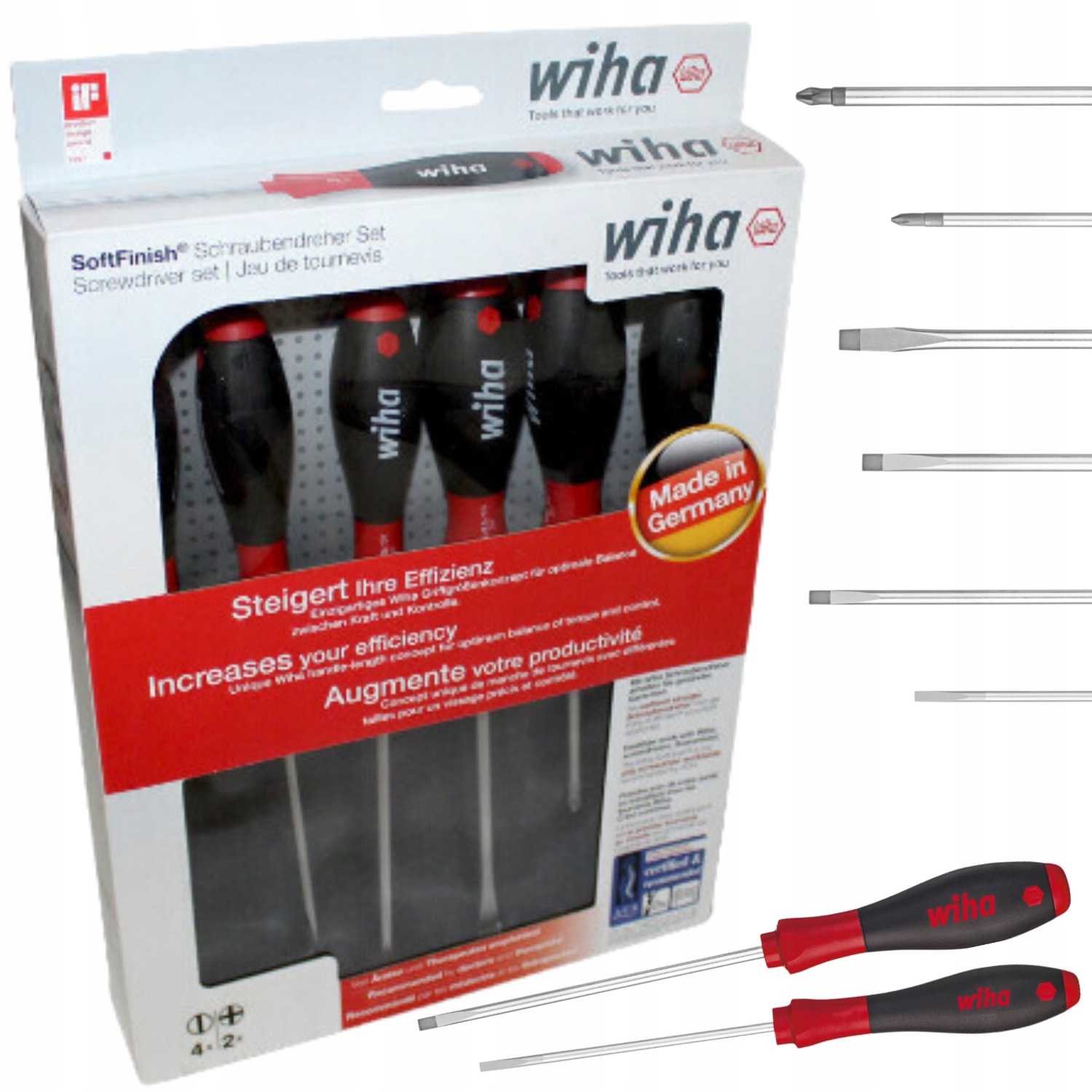Sada Šroubováků Softfinish Ploché Ph 6 Ks. Wiha 07152