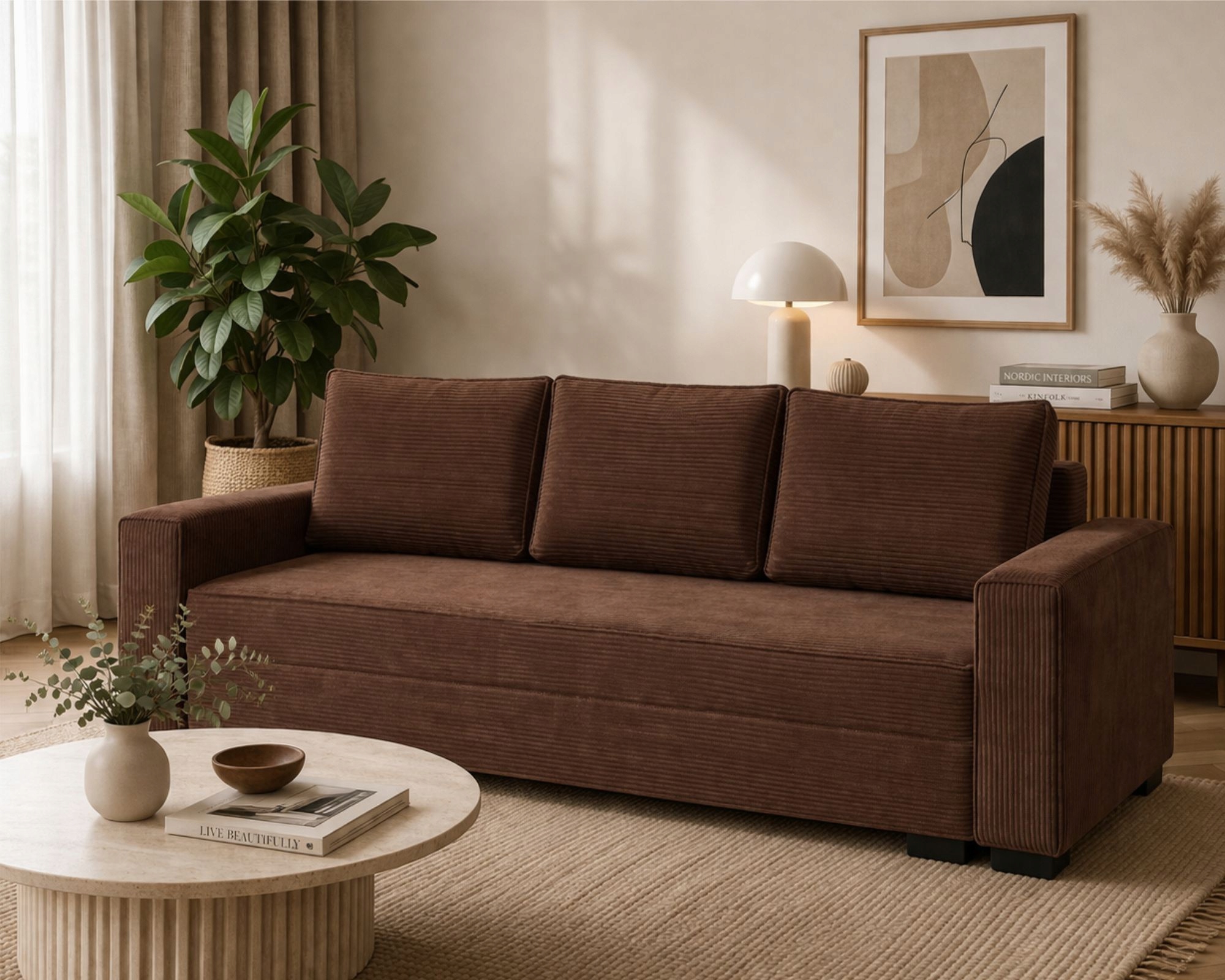 Sofa Rozkládací pohovka s funkcí spaní 140x200 kontejner na gauč Elano