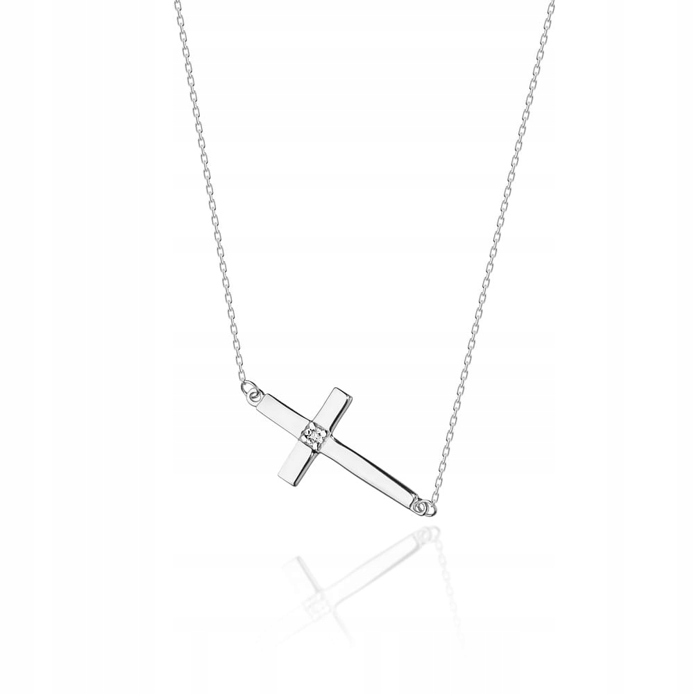 Náhrdelník z bílého zlata 585 křížek s diamantem briliant elegantní dárek