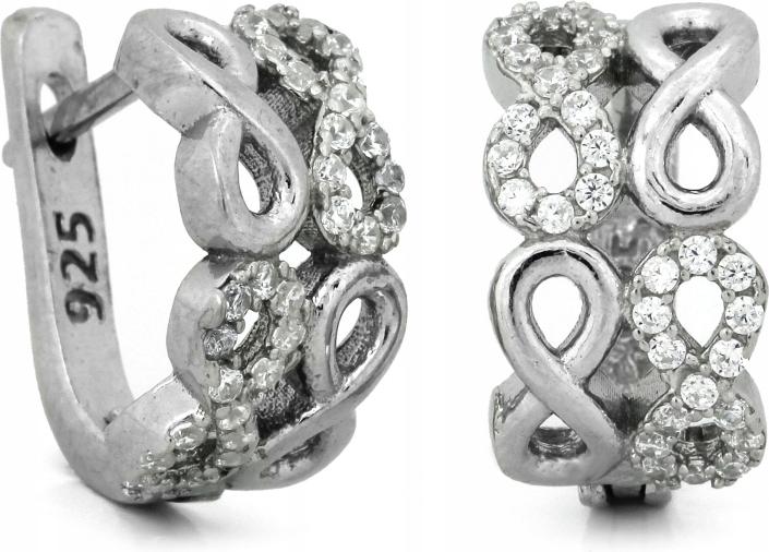 Stříbrné náušnice 925, anglické módní zapínání s nekonečnem, módní