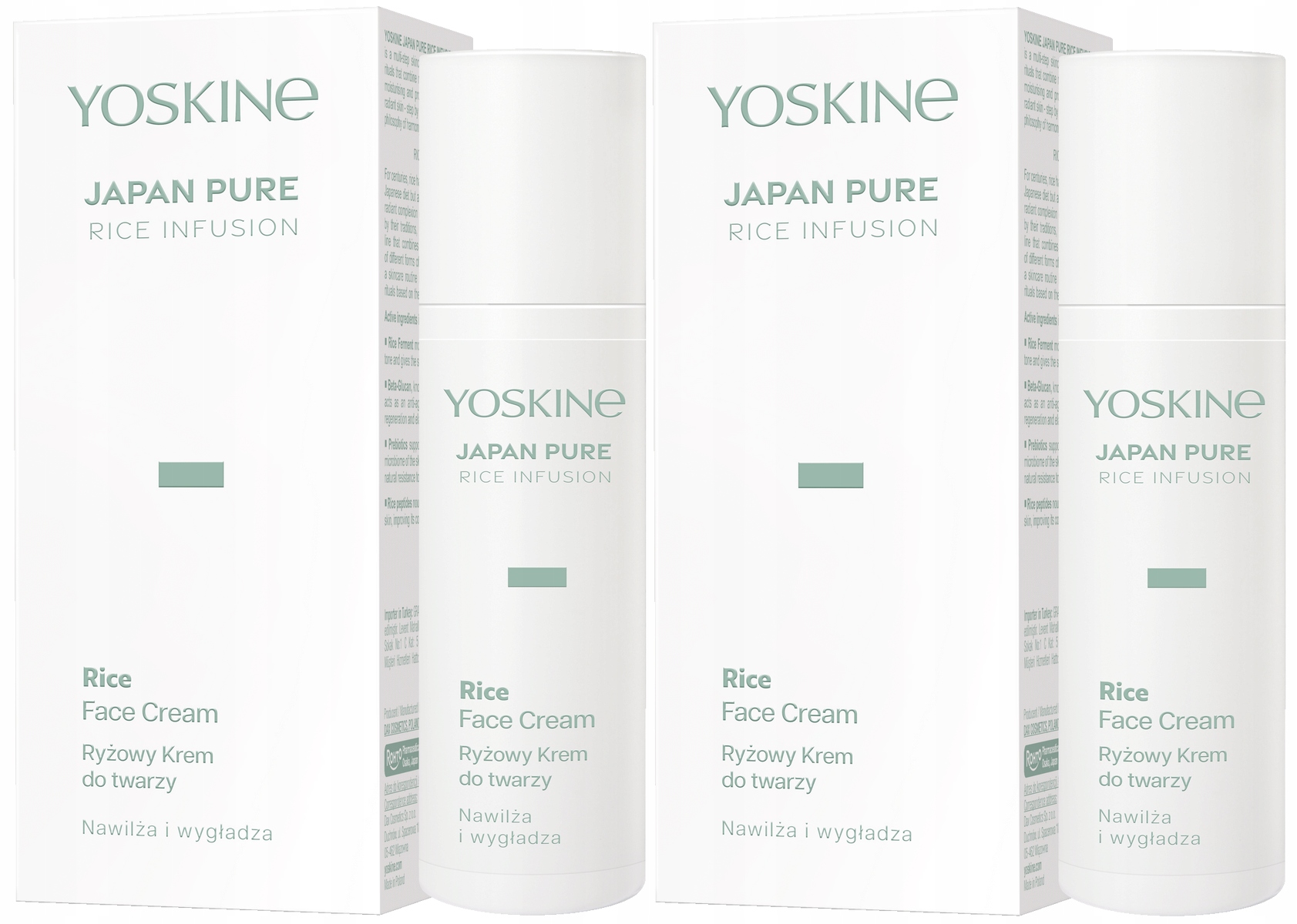 2 kusy Japan Rice Rýžový krém na obličej 50 ml Yoskine Beta glukan Hydratuje