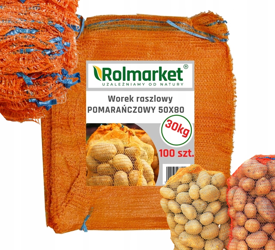 Worki 30kg do ziemniaków na warzywa owoce WOREK SIATKOWY 50x80 cm 100 szt