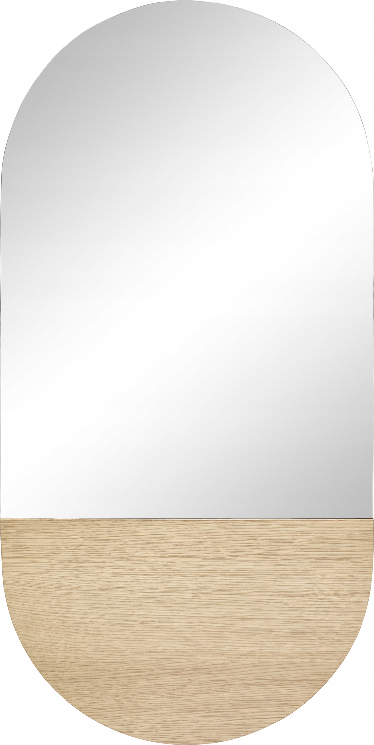 Hübsch Oak Oválne nástenné zrkadlo s dubovým panelom 100 cm