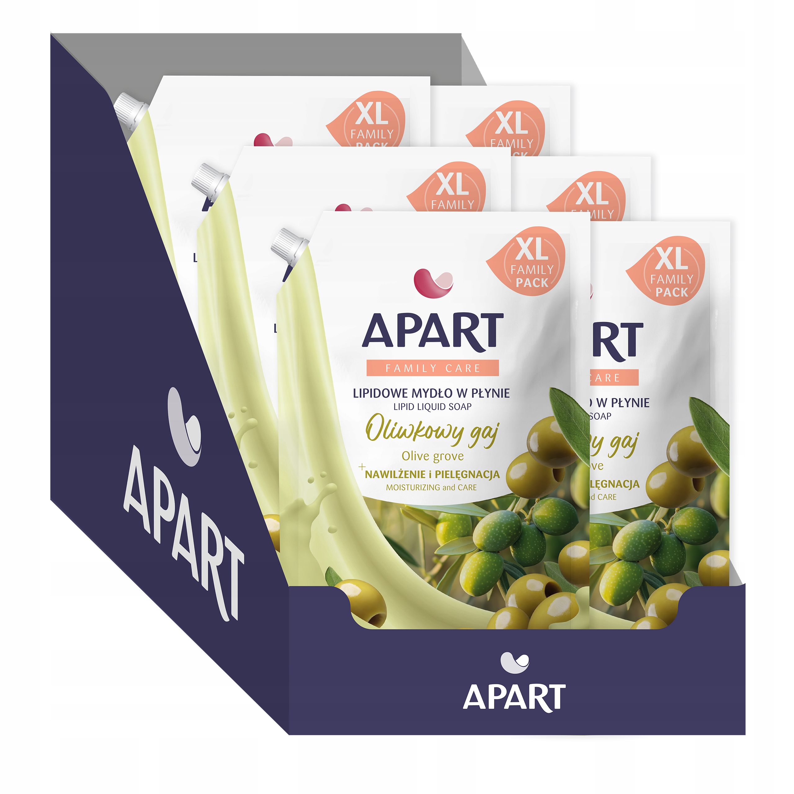 Apart Tekuté mýdlo Náhradní náplň pro citlivou pokožku Olivový gaj 1500 ml x 6