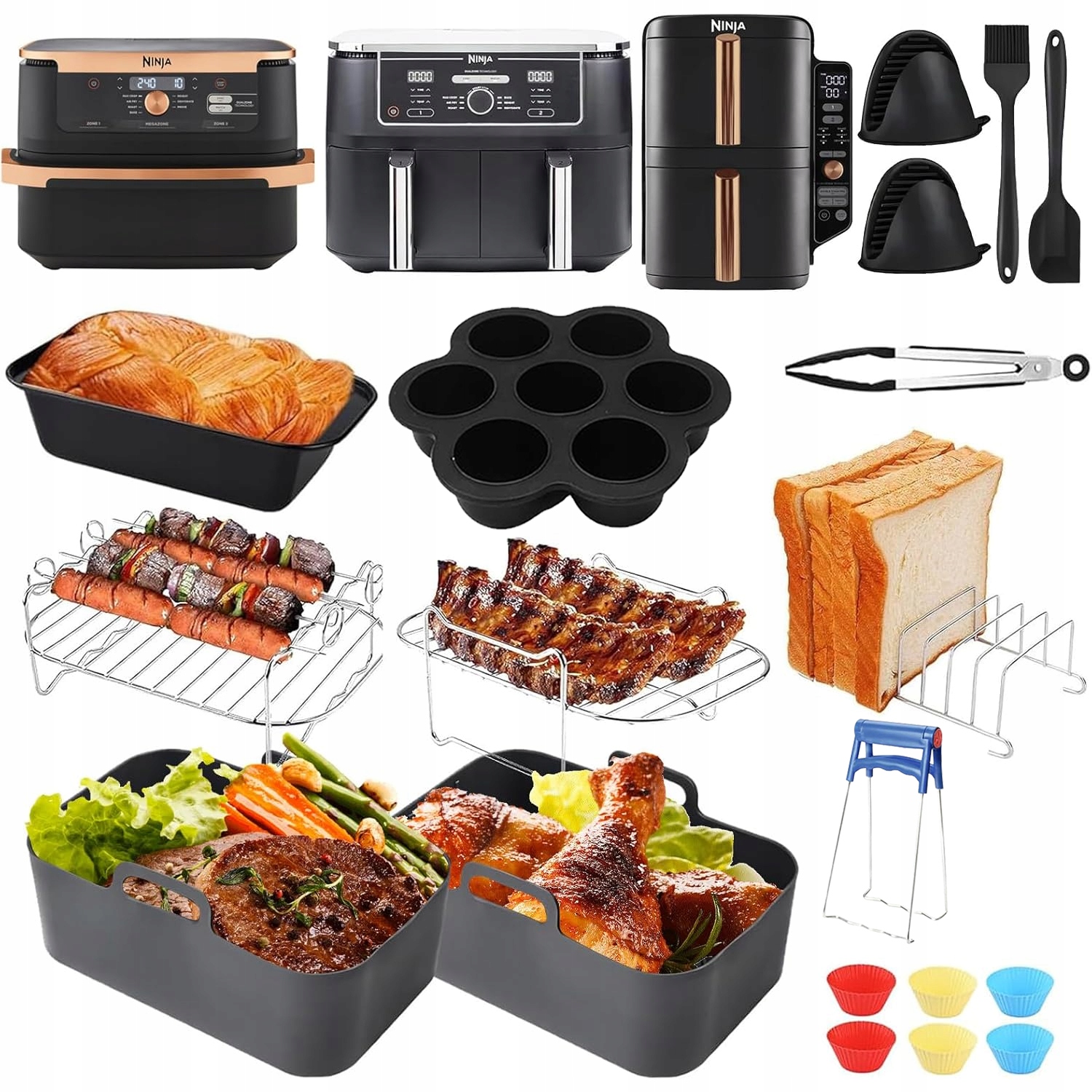 Akcesoria Do Frytkownicy Zestaw 19 elementów Air Fryer Do Ninja 300 400 500