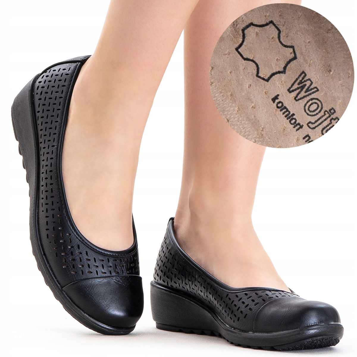 Polobotky na koturnu vč. kůže nazouvací Pohodlné koturnOVÉ Wojtyłko 38