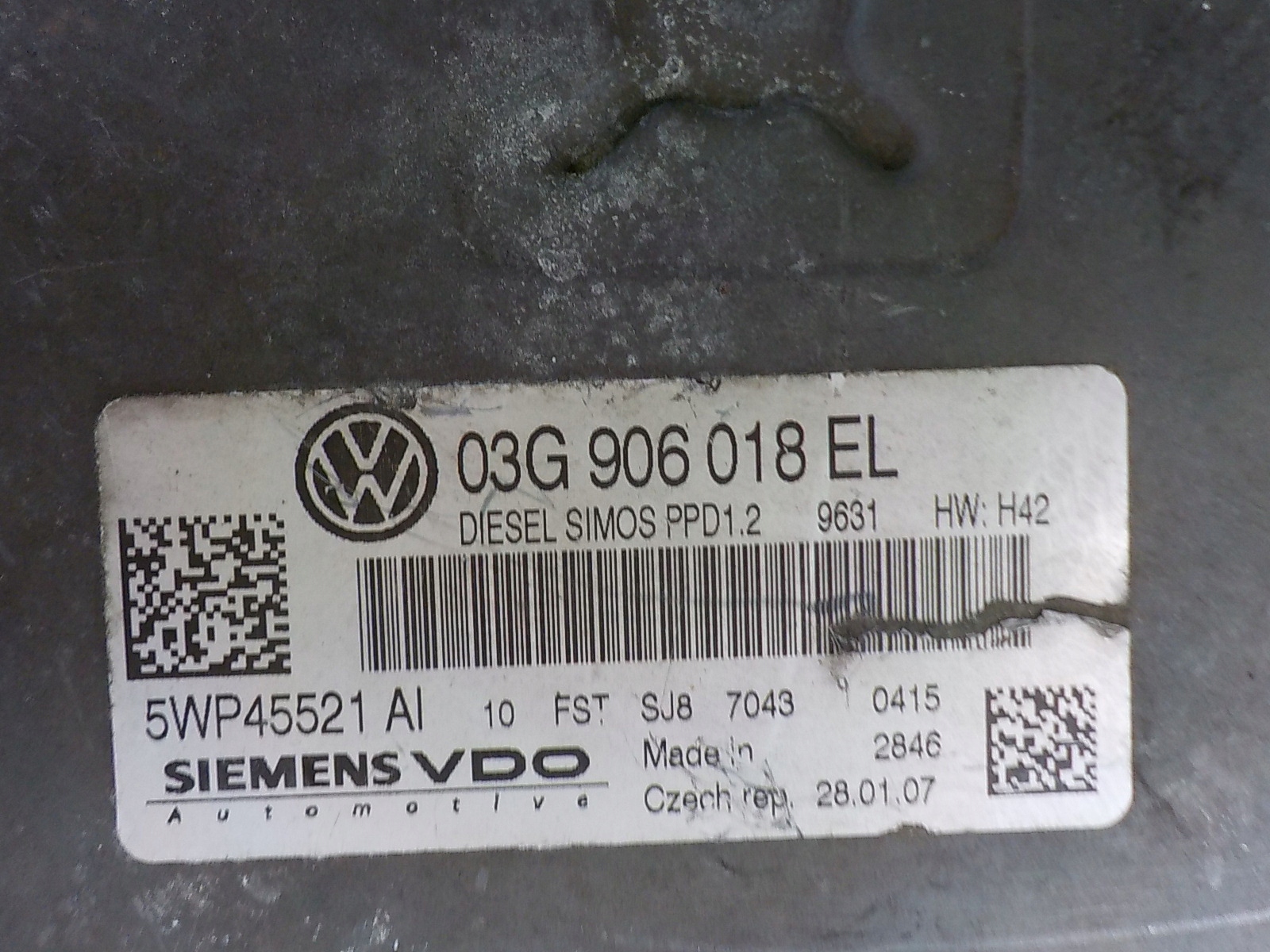 SKODA Computer Bedienteil 03G906018EL 5WP45521AI