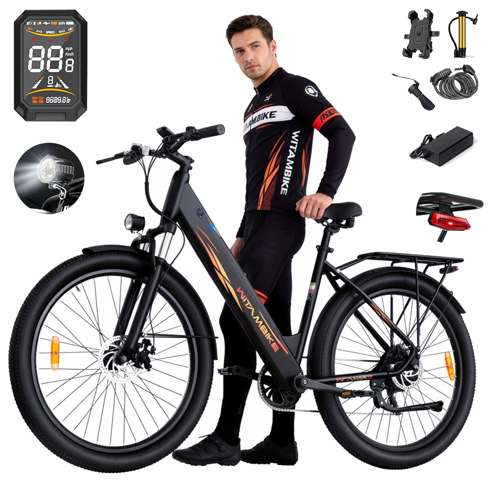 29" elektrická kola pro dospělé Witambike 250W 20AH 120KM 43Nm Shimano