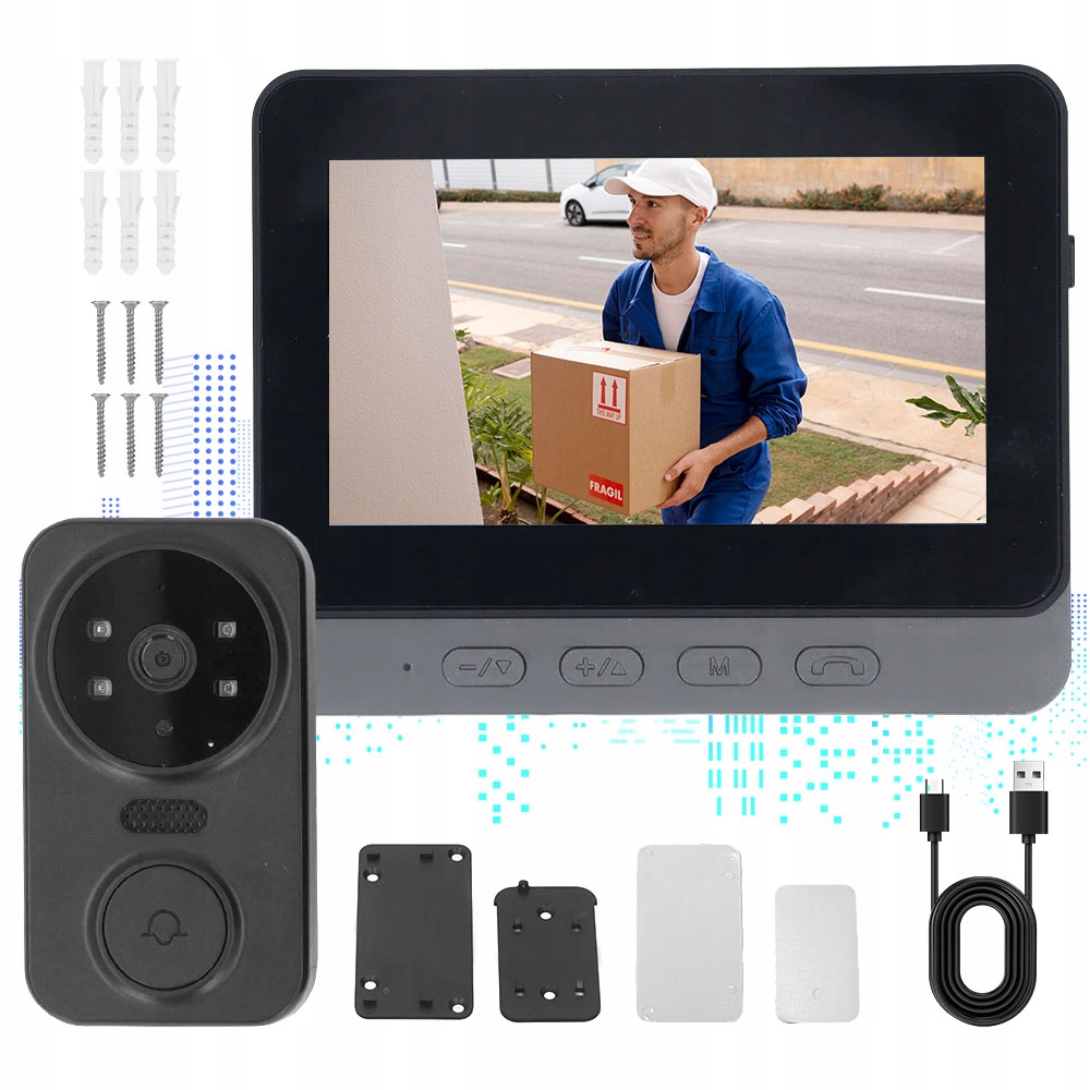 Dveřní Videotelefon S Kamerou, Inteligentní Noční Vidění 2,4 Ghz
