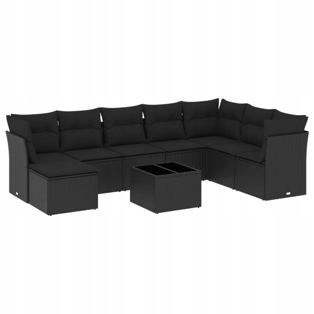 Set zahradního nábytku plast vidaXL černý 9 el.
