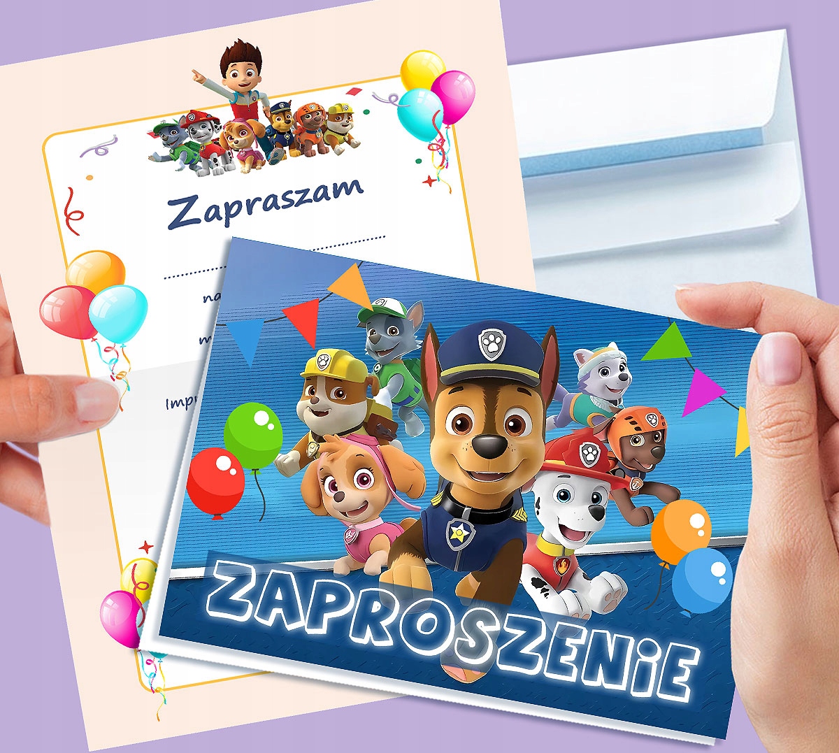 ZAPROSZENIE PSI PATROL PAW NA URODZINY DZIECKA + KOPERTA GRATIS Kolor dominujący wielokolorowy