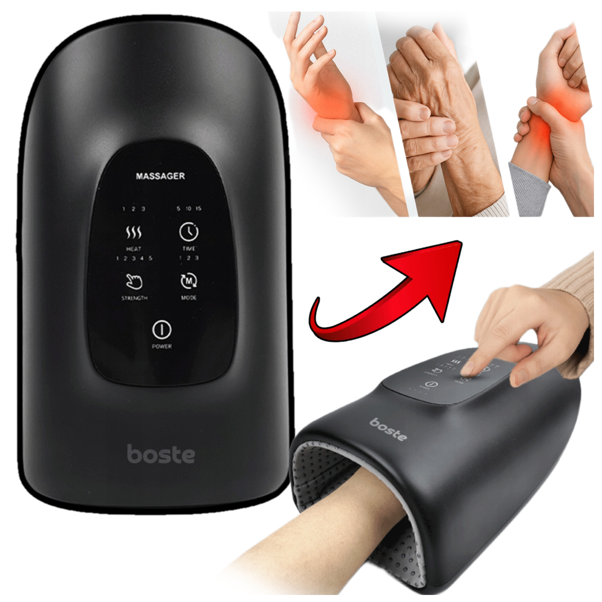 Masażer Rąk Dłoni Bezprzewodowy Grzejący Mocny Regulacja Na Bóle Reumatyzm