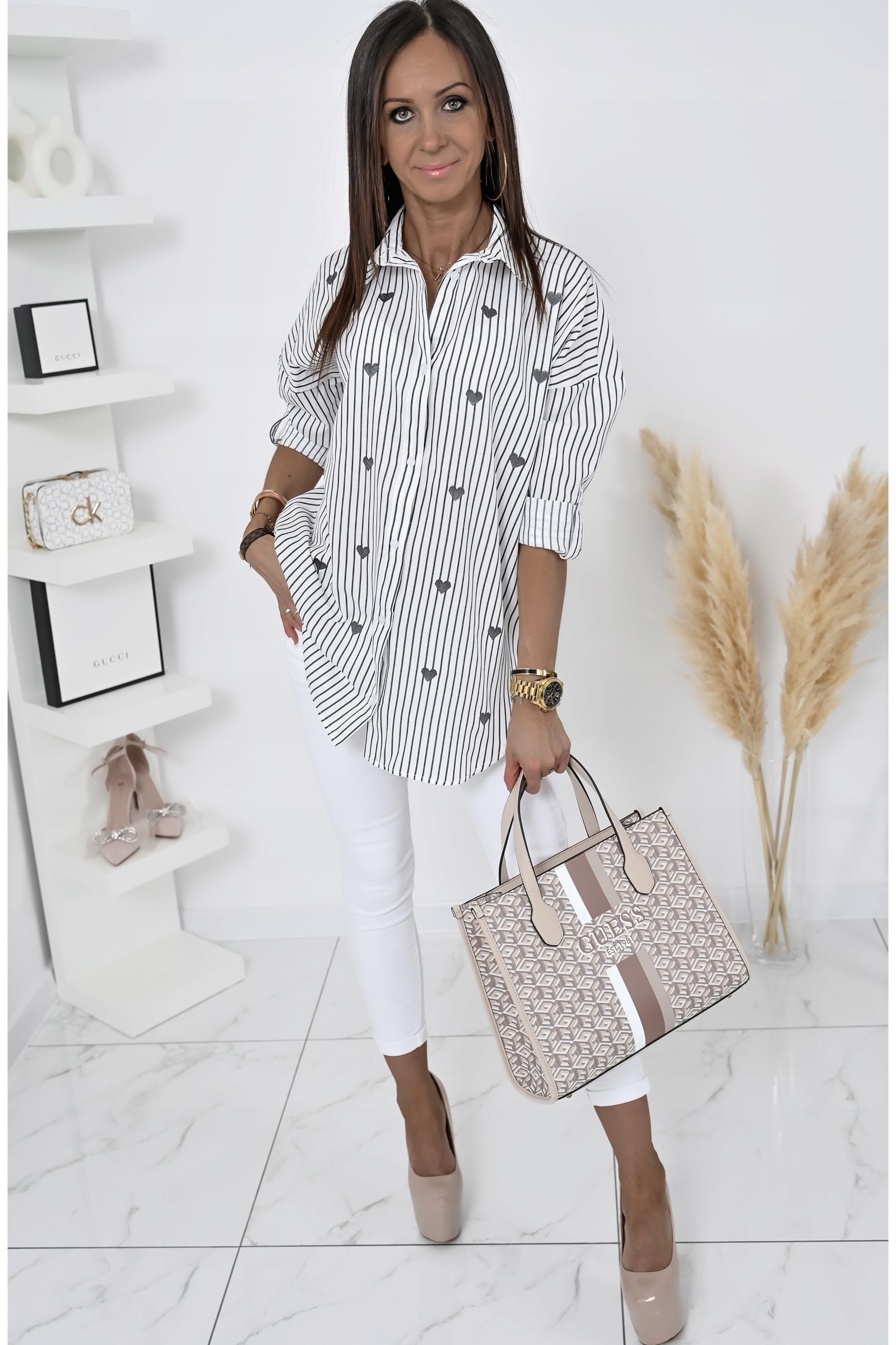 CASUALOWA KOSZULA OVERSIZE W PASKI FLAVINE! WZ.1 M Model Flavine