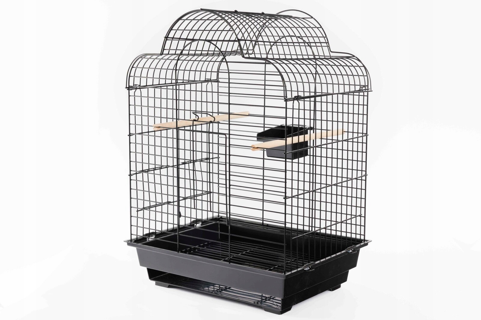 Klatka dla ptaków 65 cm czarna z wyposażeniem