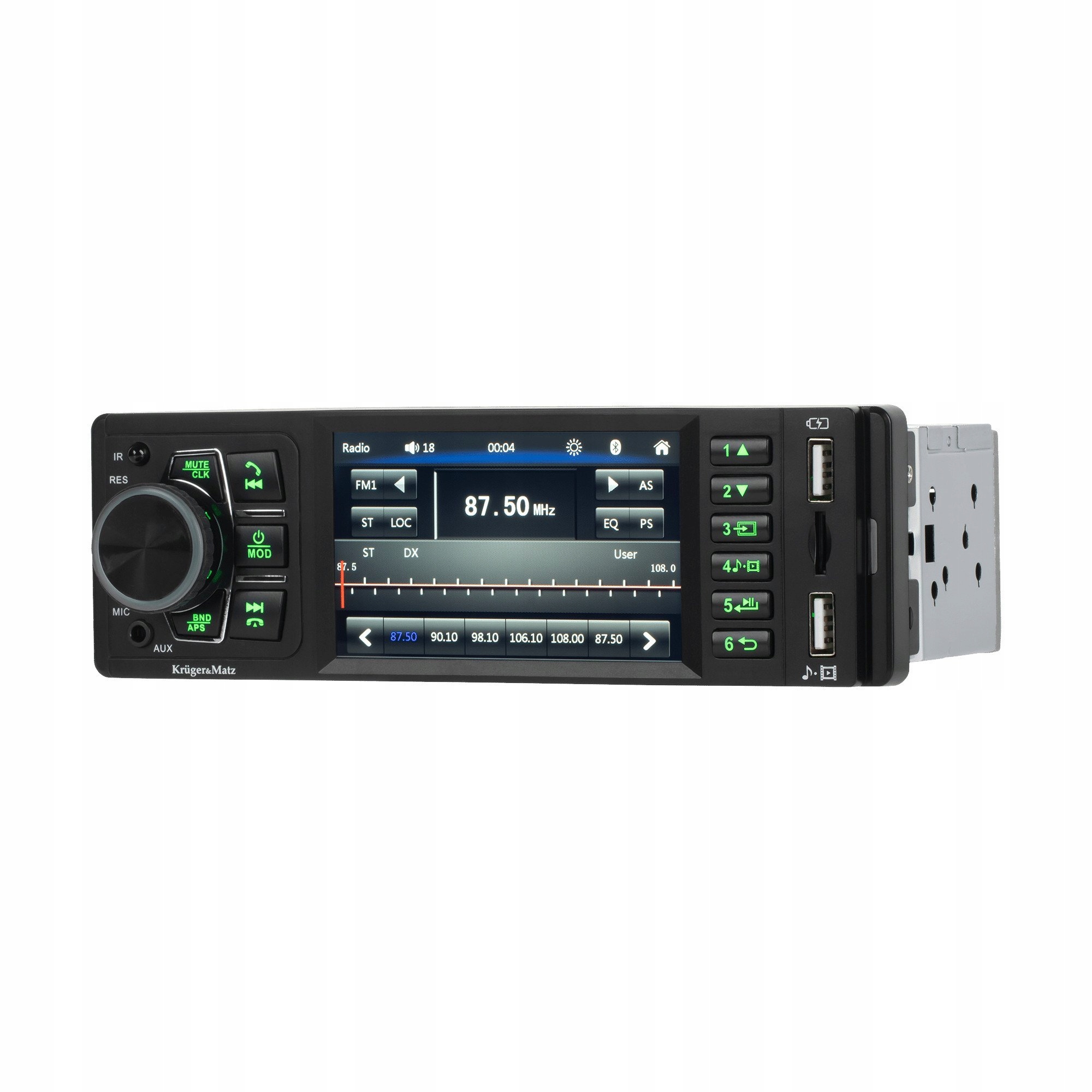 Kruger&Matz KM2015 Autorádio Bluetooth 5.1, Din, Usb, Aux, Jack 3,5 mm