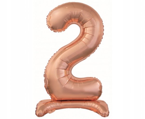 CYFRA 2 RÓŻ ROSE GOLD BALON STOJĄCY FOLIOWY 80CM