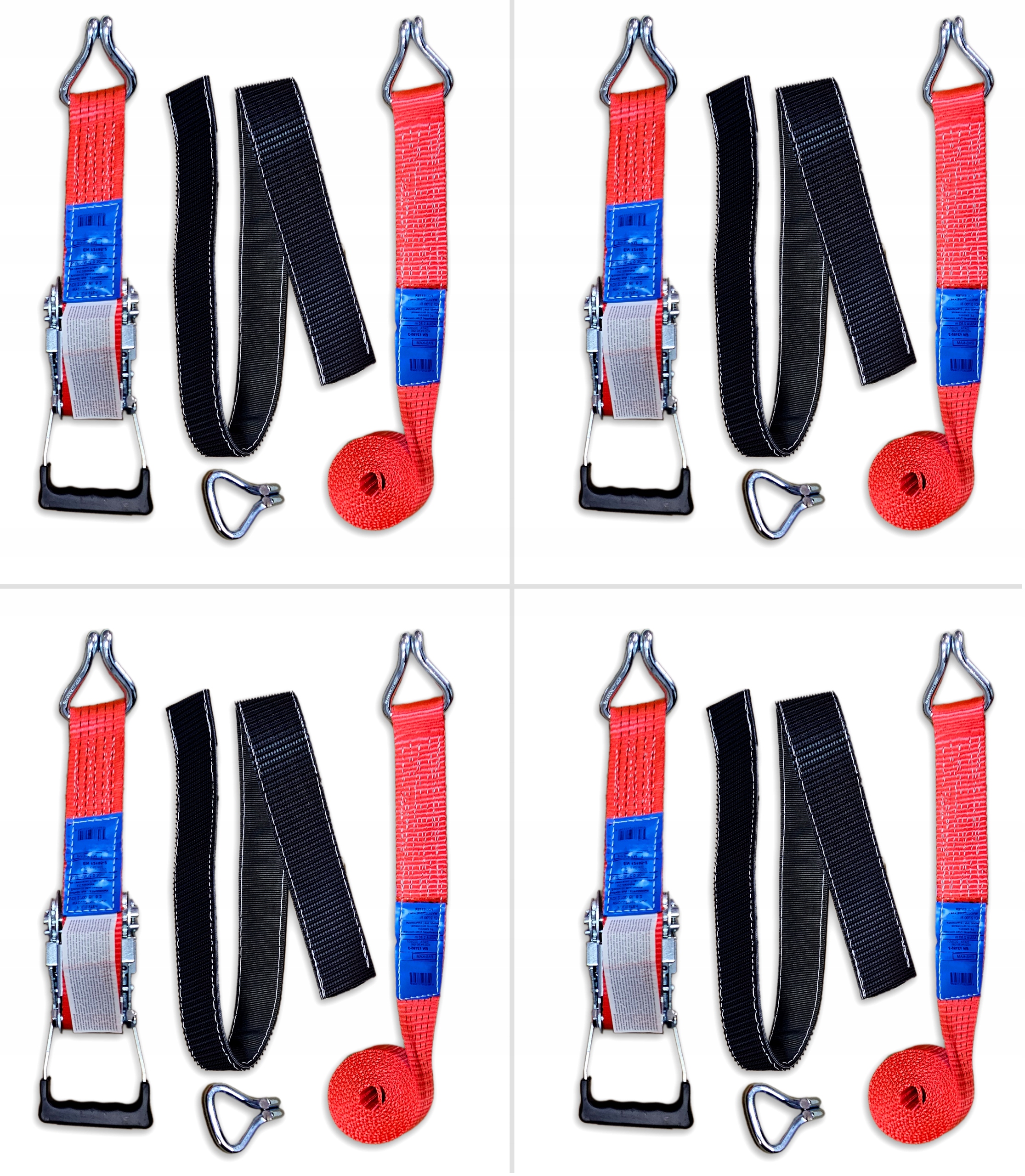 4 x sada přepravních pásů pro odtahovku VDI 2700 Certifikát 5t 50 mm Autopřepravník 3 m