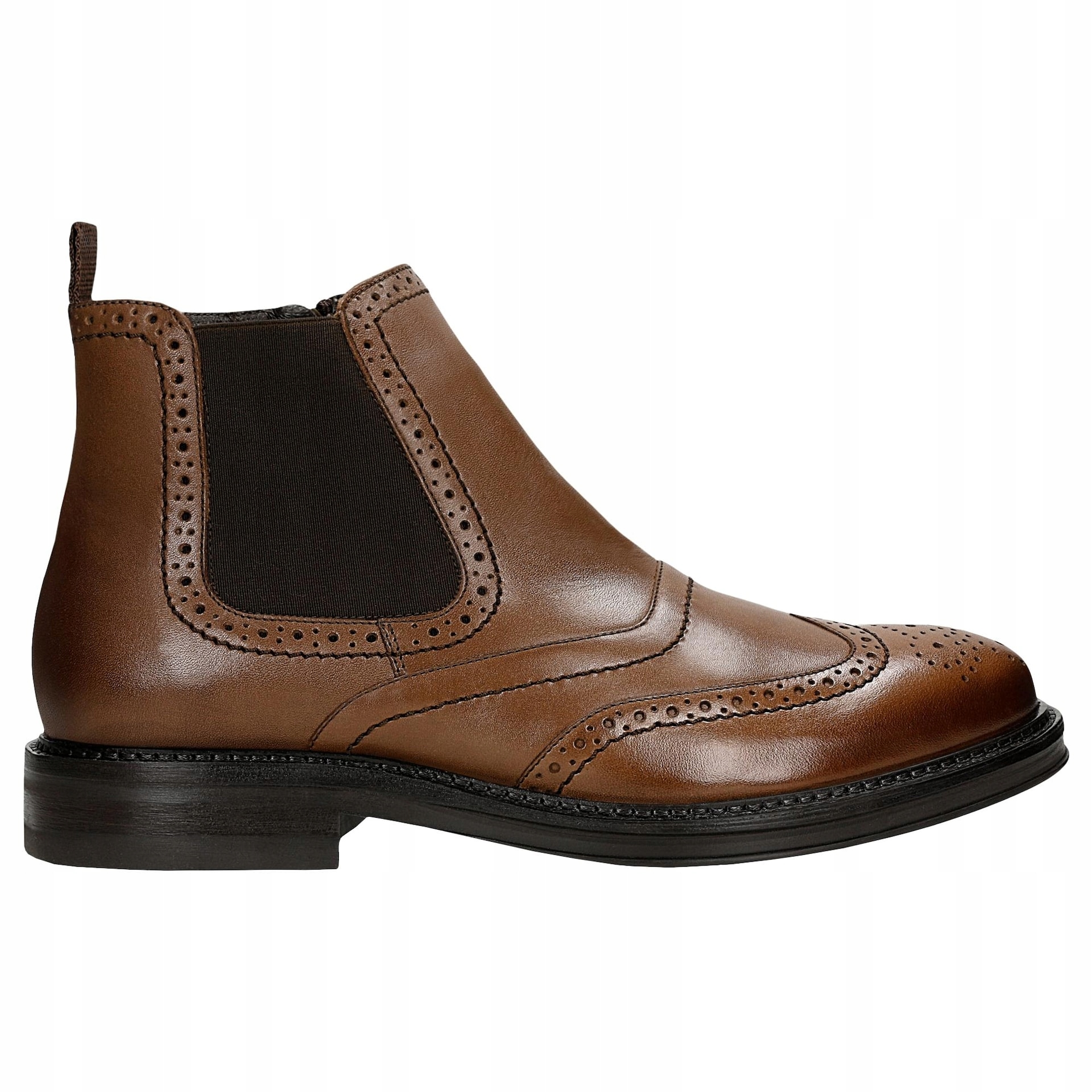 Hnědé kožené kotníkové boty s zapínáním na zip, velikost vel.