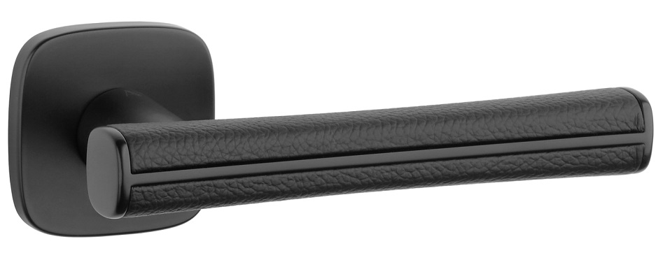 Kľučka Davidia Qr Slim 7 mm čierna matná/ čierna koža Aprile rozetka