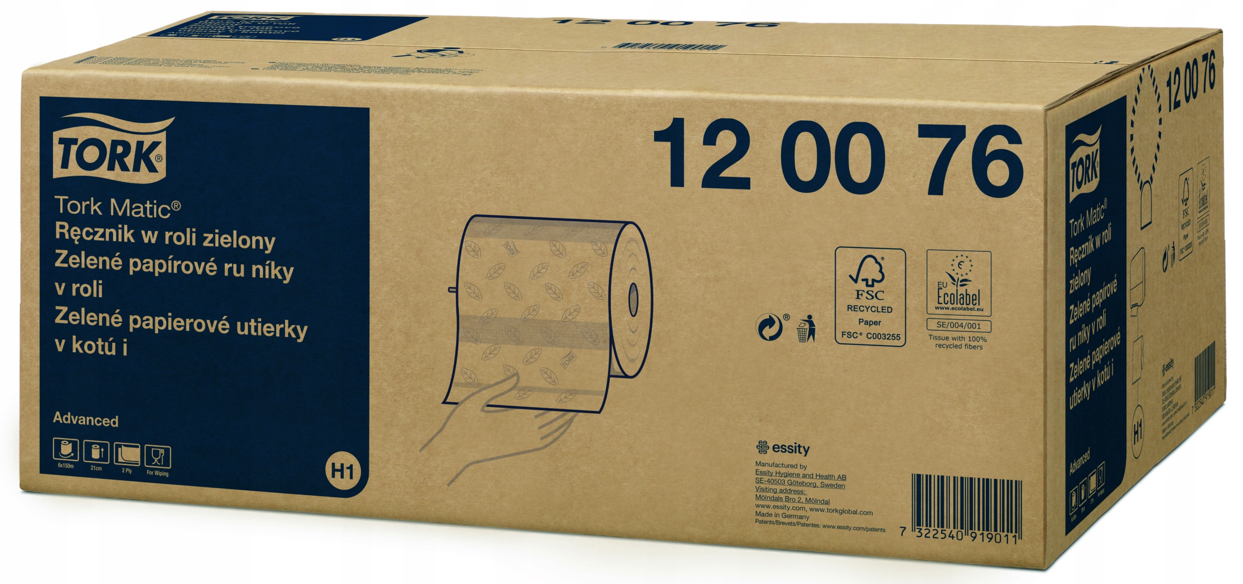 

Ręcznik H1 x6 Tork Matic 120076 Green Soft Zielony