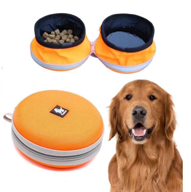 Levně Turistická Miska Pro Psa Dvojitá Skládací Lehká Truelove Oranžová 2,7