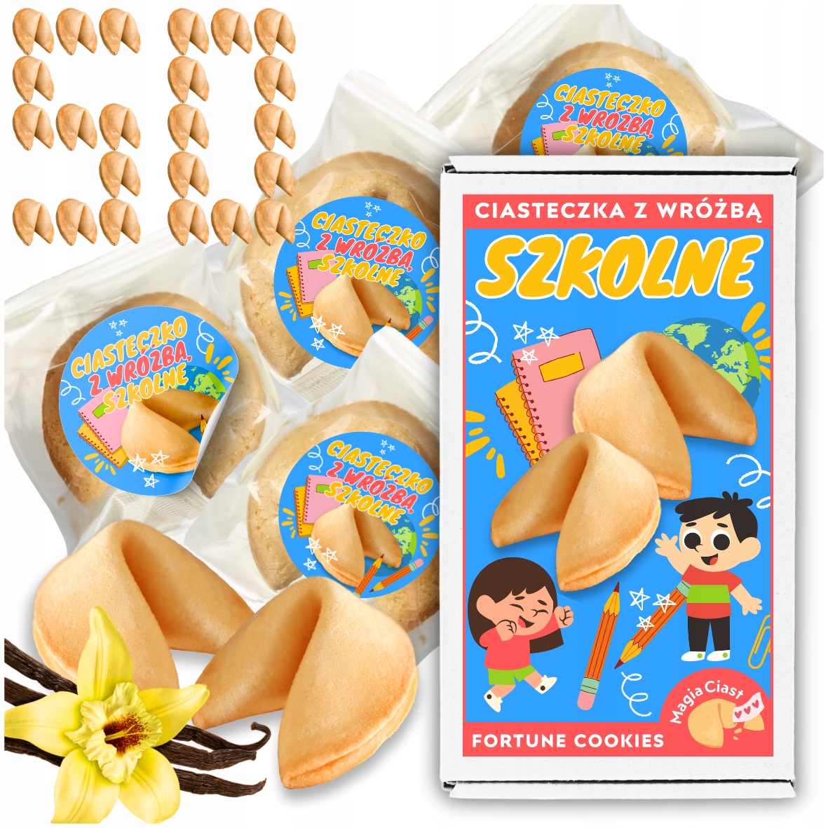 Ciasteczka z wróżbą Upominek dla uczniów Szkolne 50 sztuk
