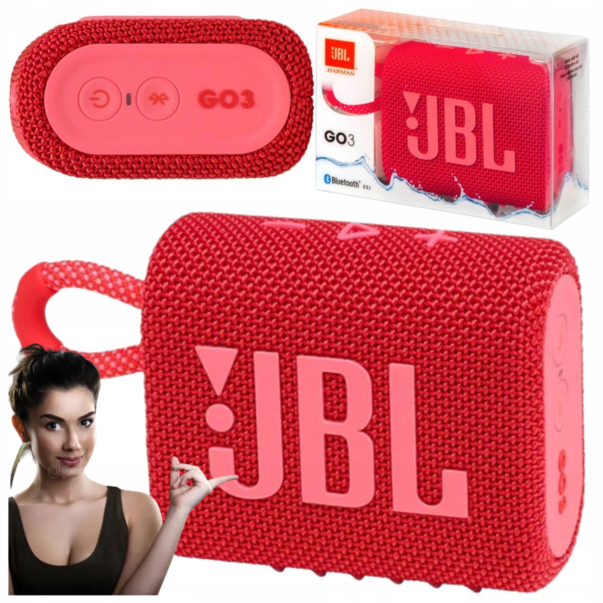 Originální přenosný reproduktor Jbl Go 3 červený 4,2 W