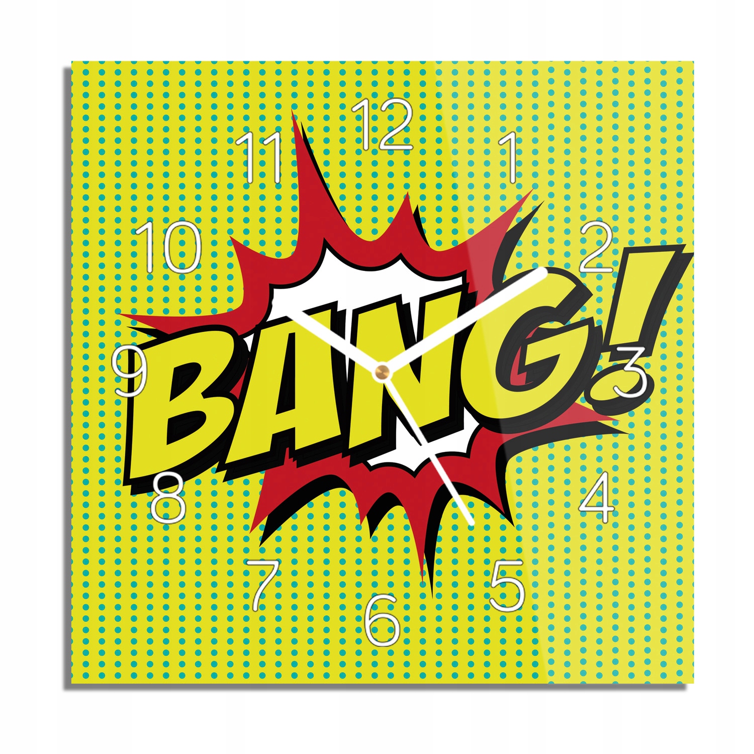 

Napis komiks pop art zegar szklany 30x30 do salonu