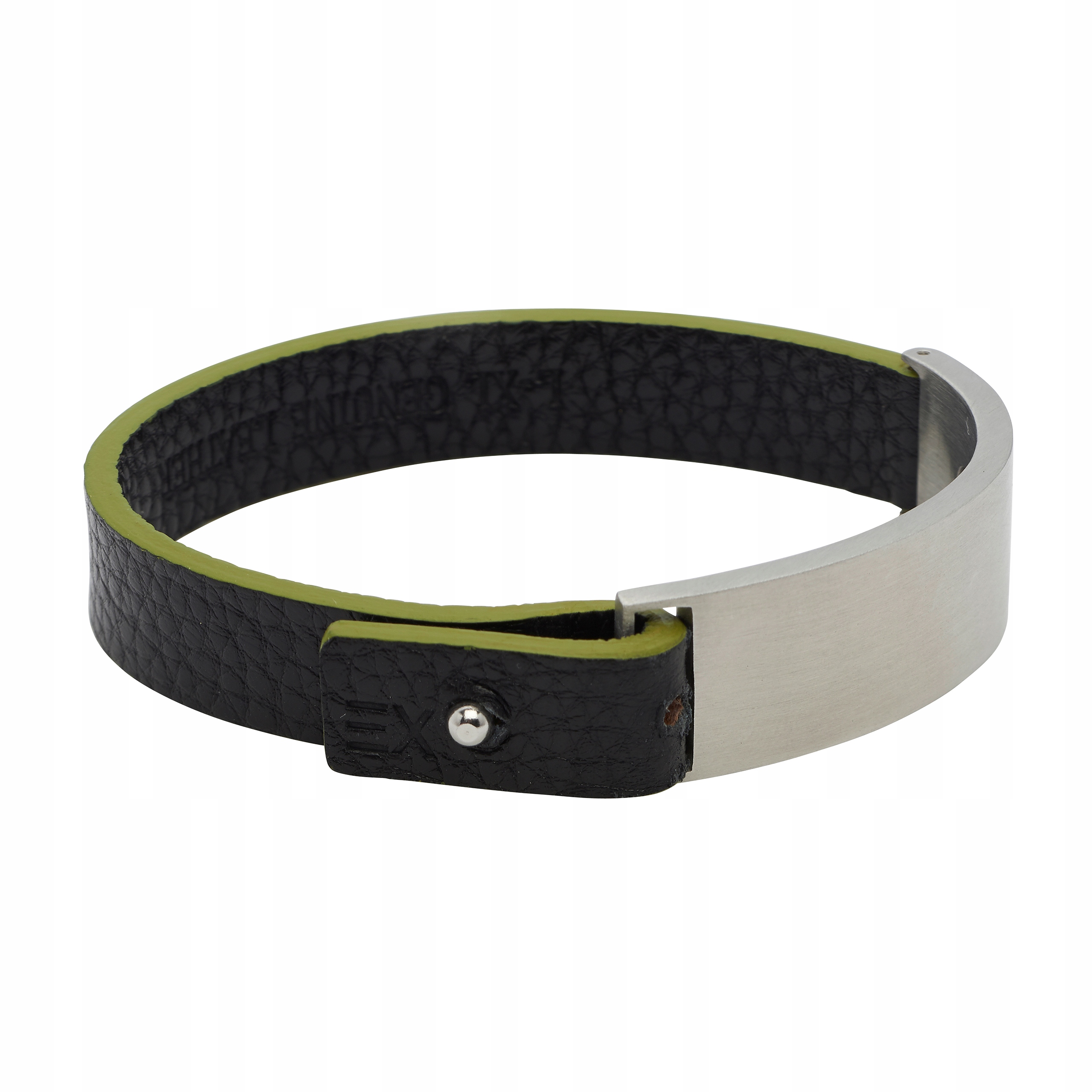 Černý kožený magnetický náramek Ocel Chirurgická pro muže