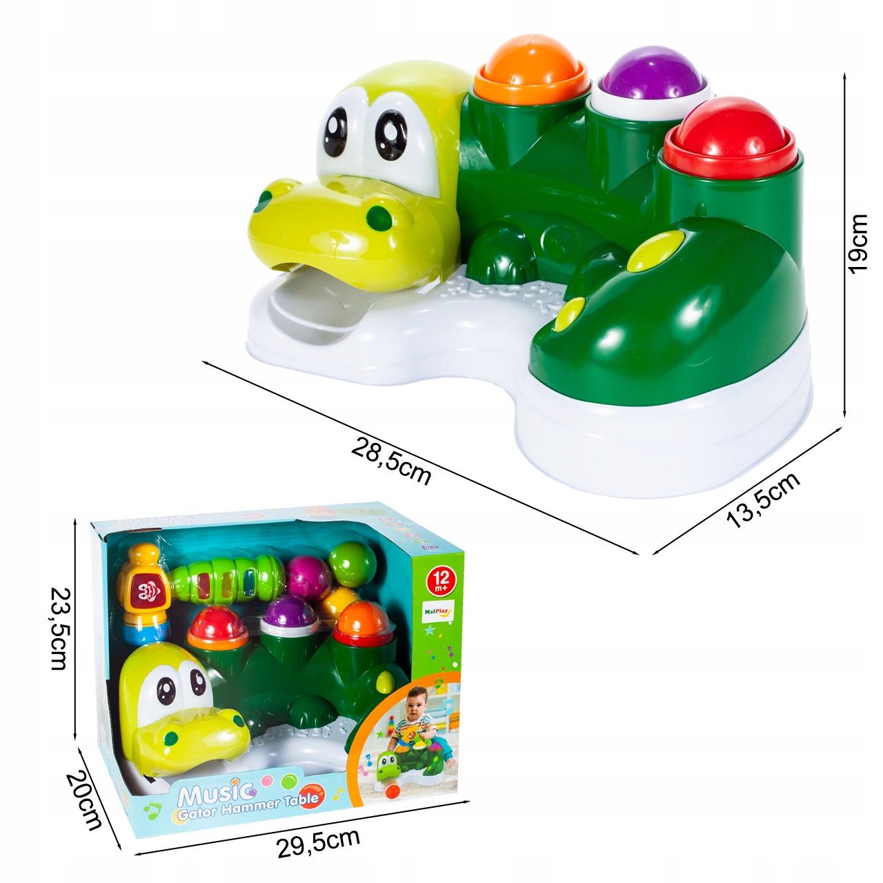 ZBIJAK PIŁECZEK ZJEŻDŻALNIA DINOZAUR DINO 6 SZT PIŁKI GRAJĄCY MŁOTECZEK EAN (GTIN) 5901924215042