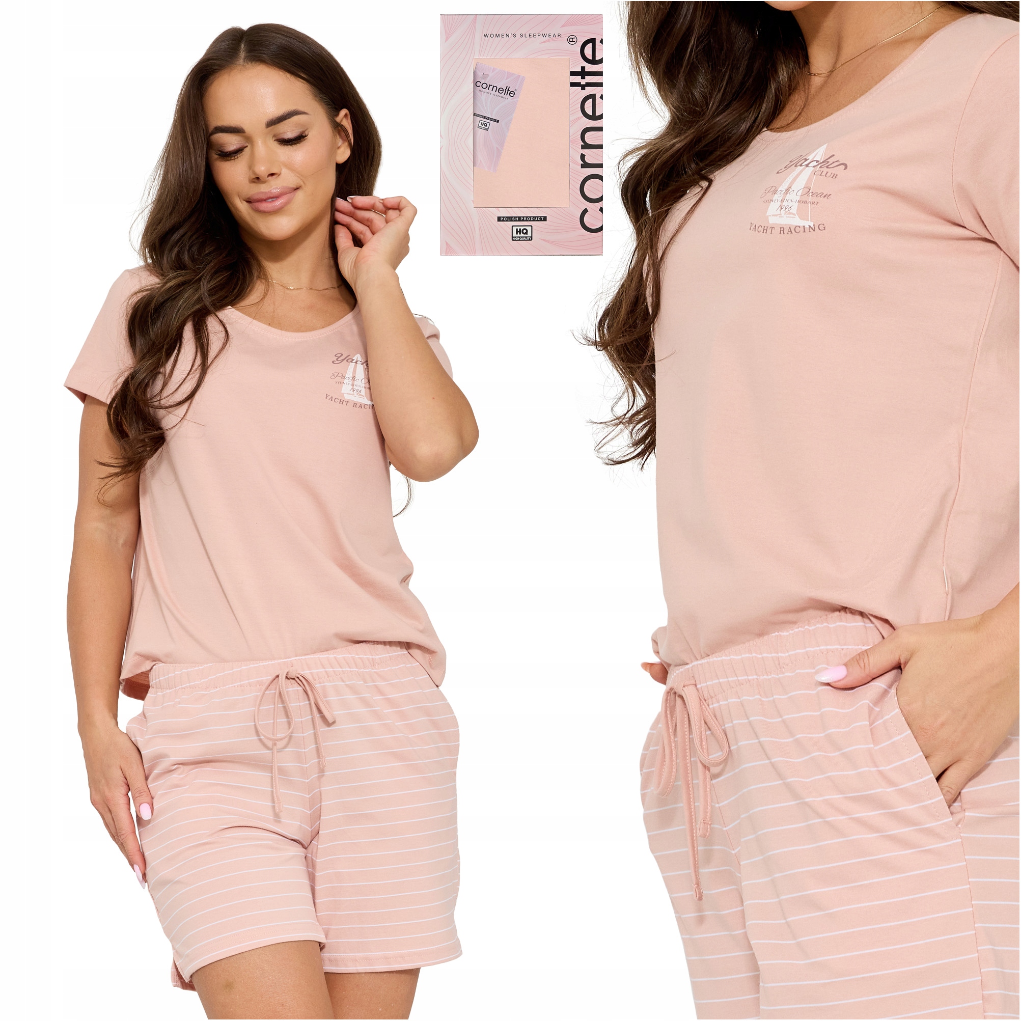 Piżama damska krótki rękaw krótkie spodenki Cornette 880/352 Yacht M
