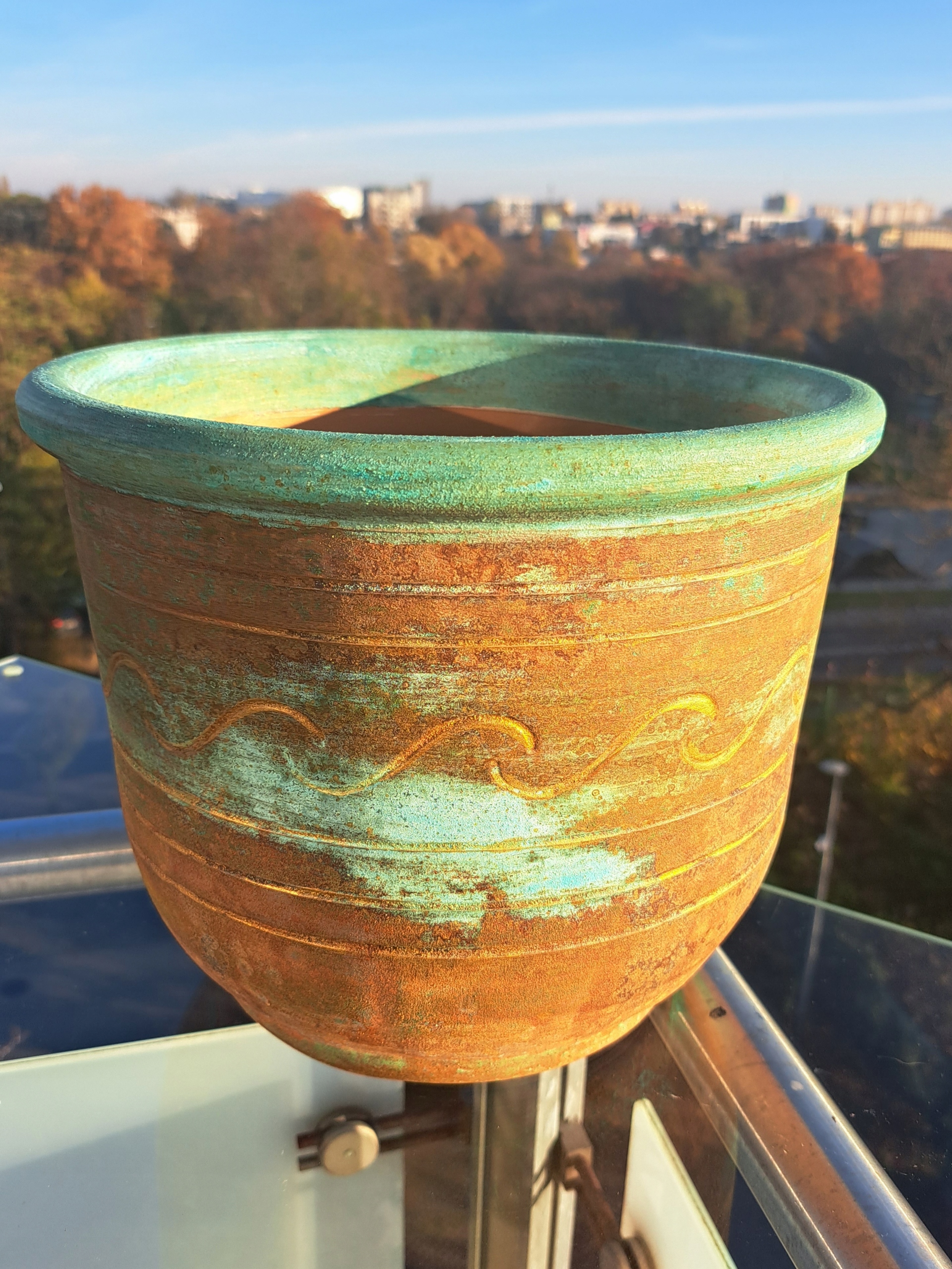 DONICZKA CERAMICZNA GRECKA 26X23 RDZA PATYNA HEXA RĘKODZIEŁO Kod producenta GRECJA