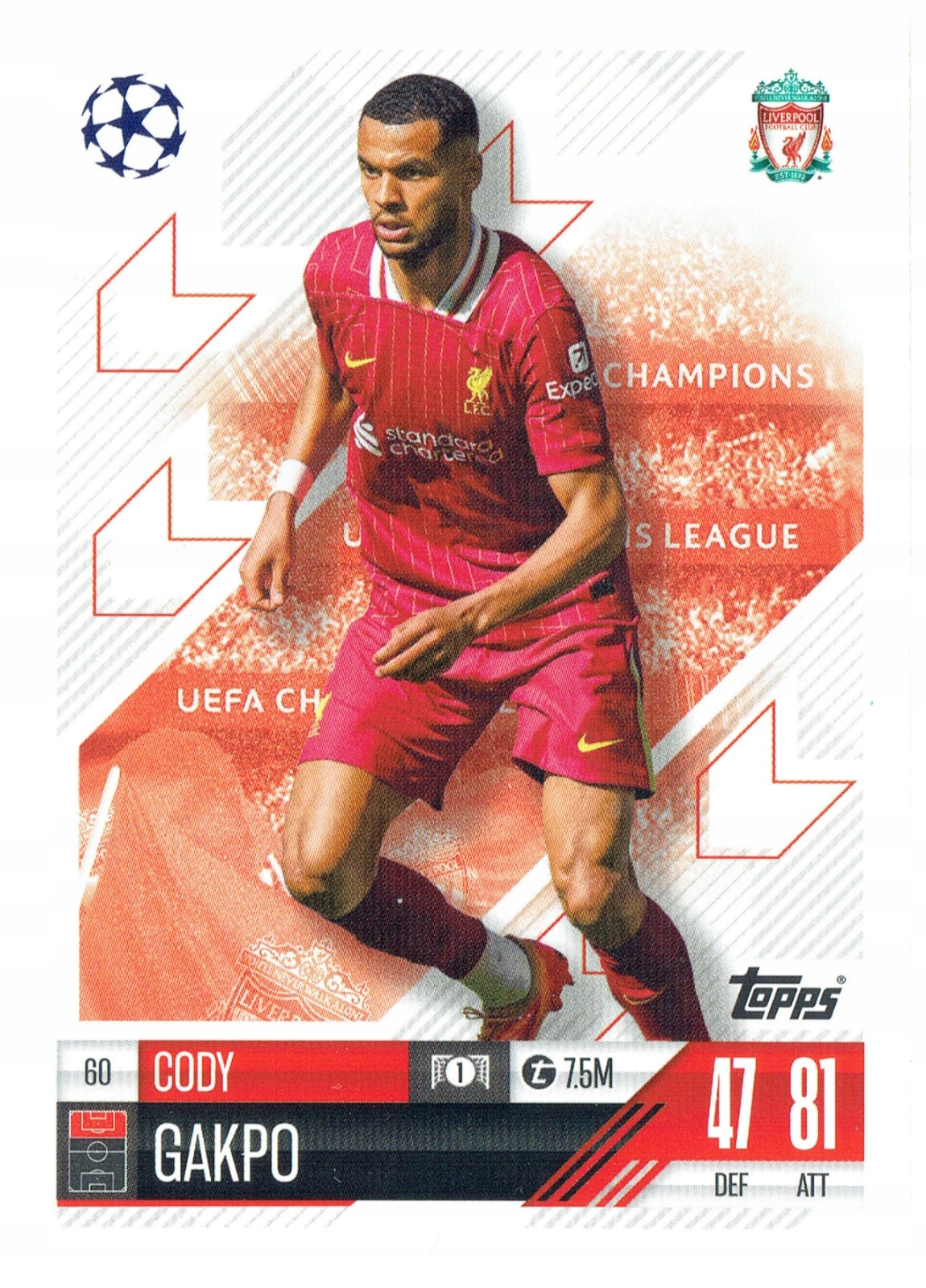 Topps Match Attax 2024-2025 Base Card 60 Cody Gakpo Liverpool