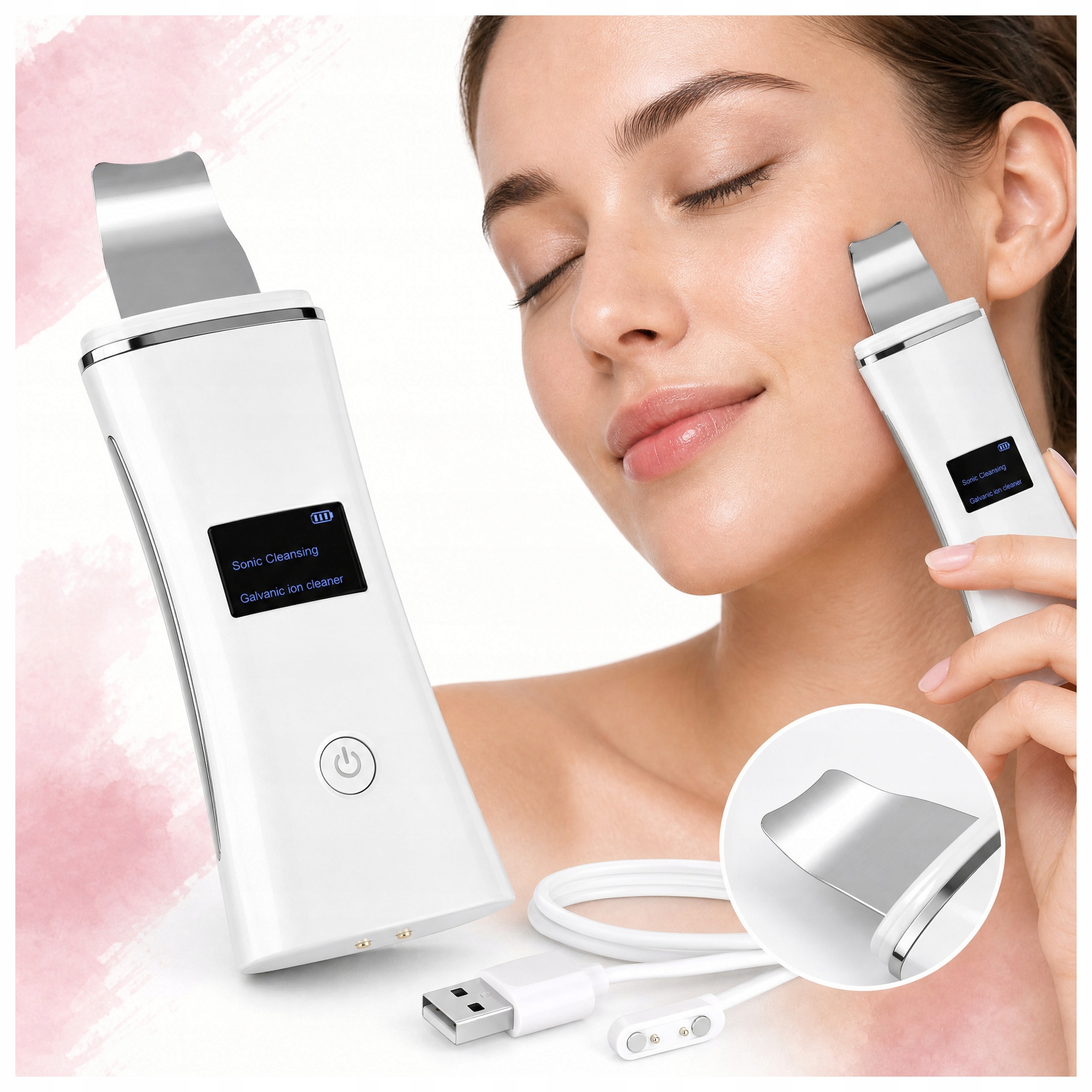 Peeling kawitacyjny Bezprzewodowy ultradźwięki Jonoforeza Ems IPX5 LCD
