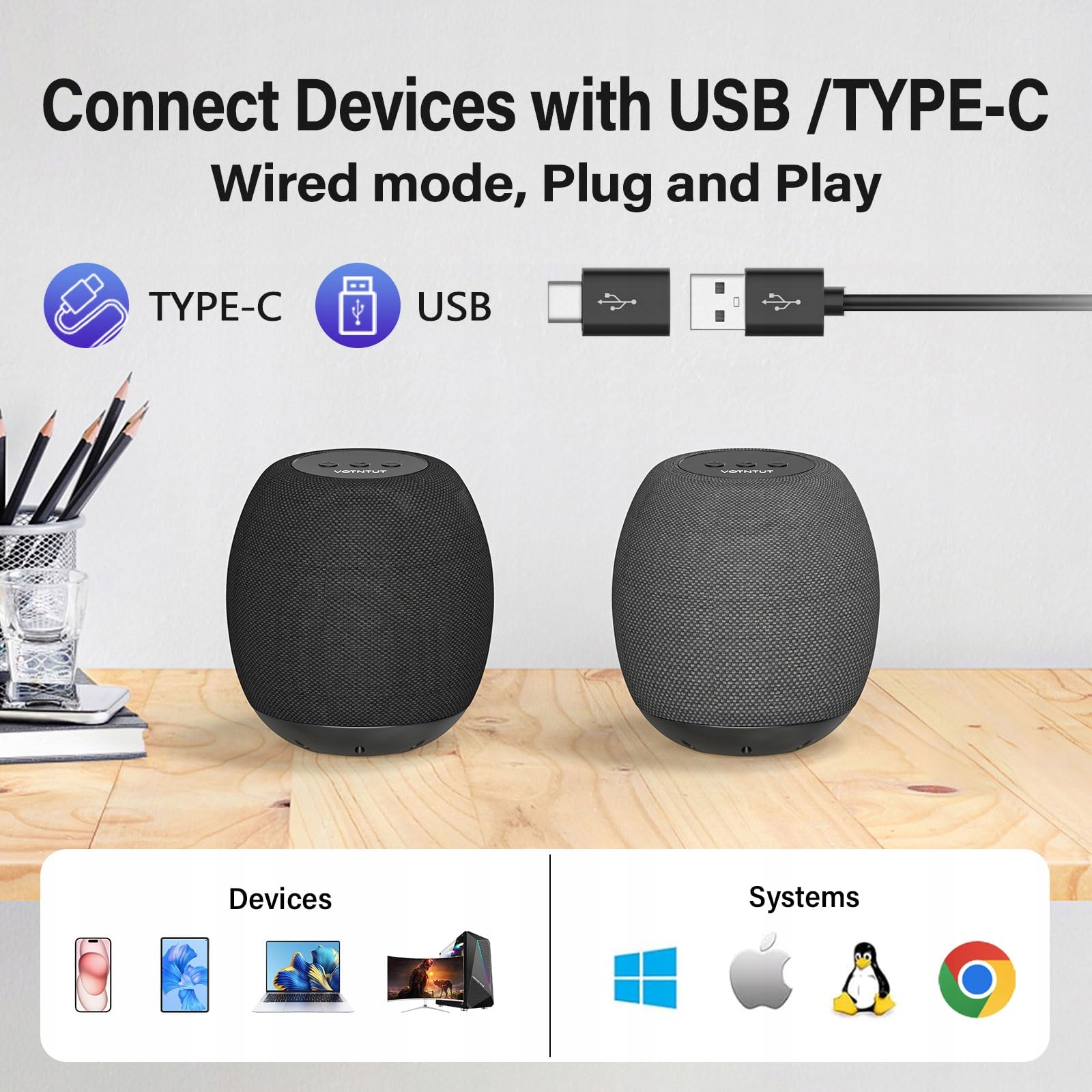 YYV Przewodowe Głośniki Komputerowe USB Stereo 3D Dźwięk i Bas Szary — miniatura 2