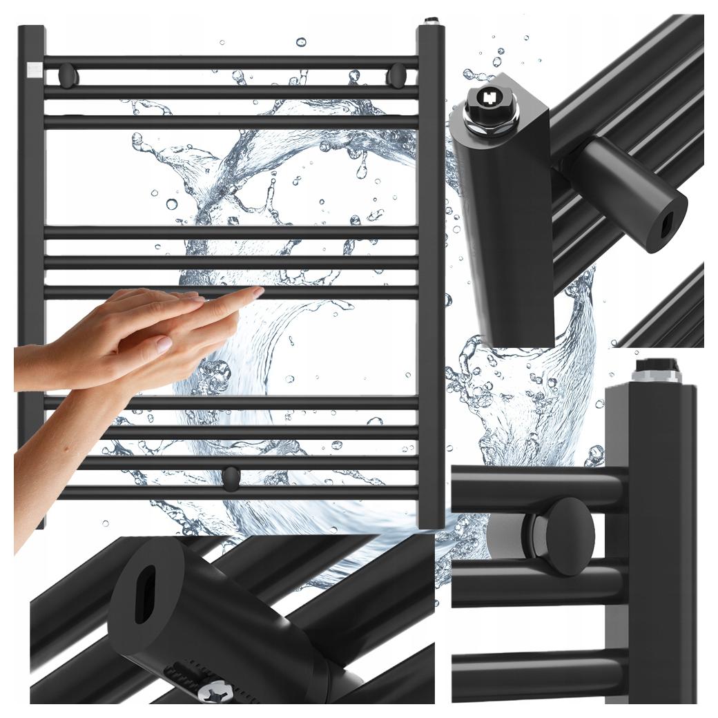 Kúpeľňový Radiátor 60/70cm Čierny Rebríkový Radiátor Moderný Puerto