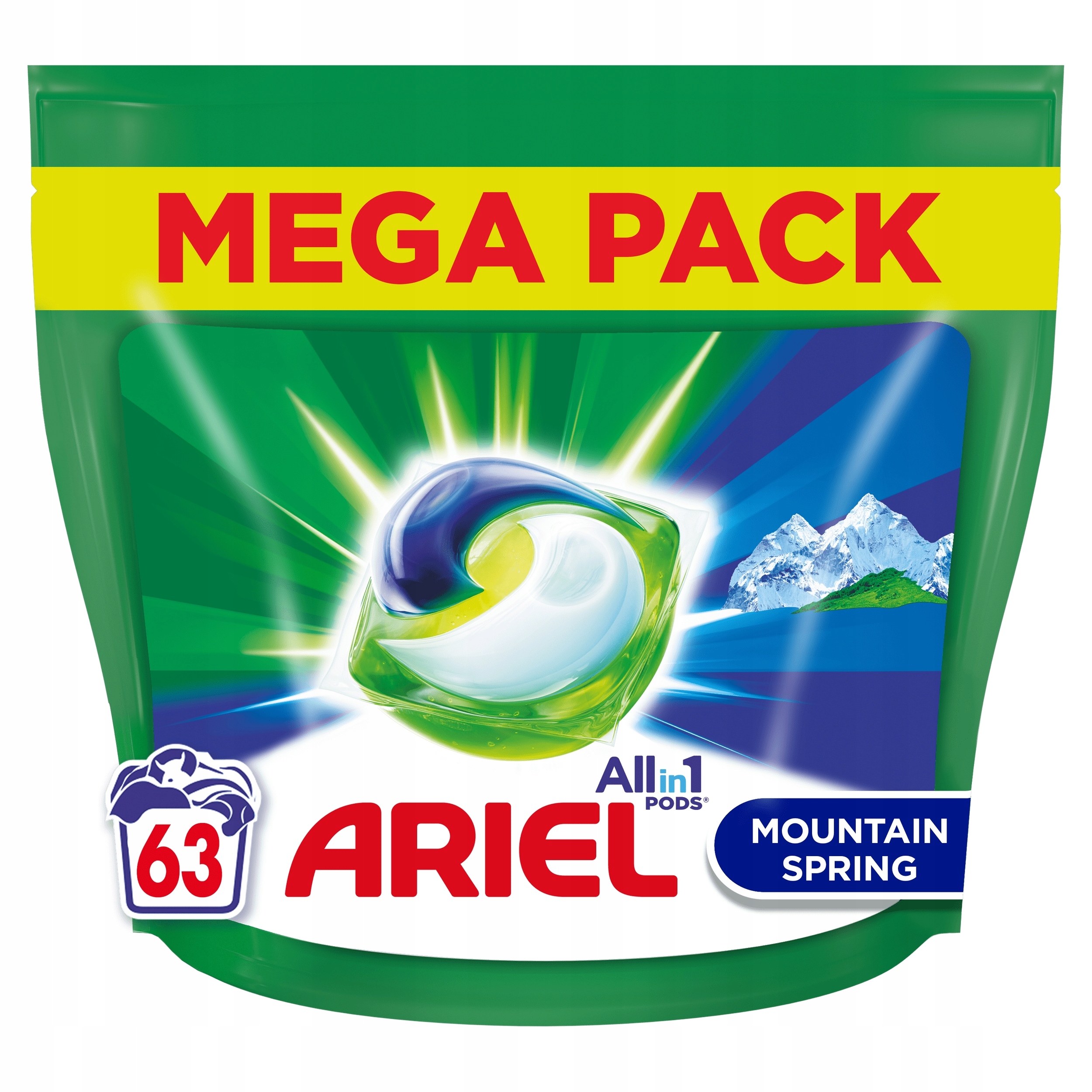 Levně Kapsle na praní Ariel All in one Pods Mountain Spring 63 ks