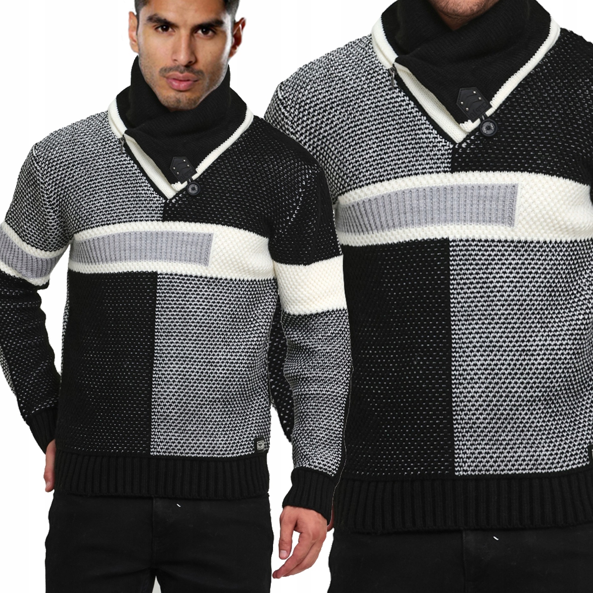 Pánský svetr Tlustý Teplý Vlna Rolák Stojka Nákrčník