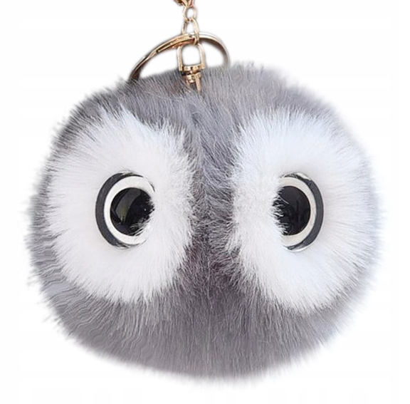 SOWA FUTRZANY POMPON brelok do TOREBKI KLUCZY Wzór dominujący bez wzoru
