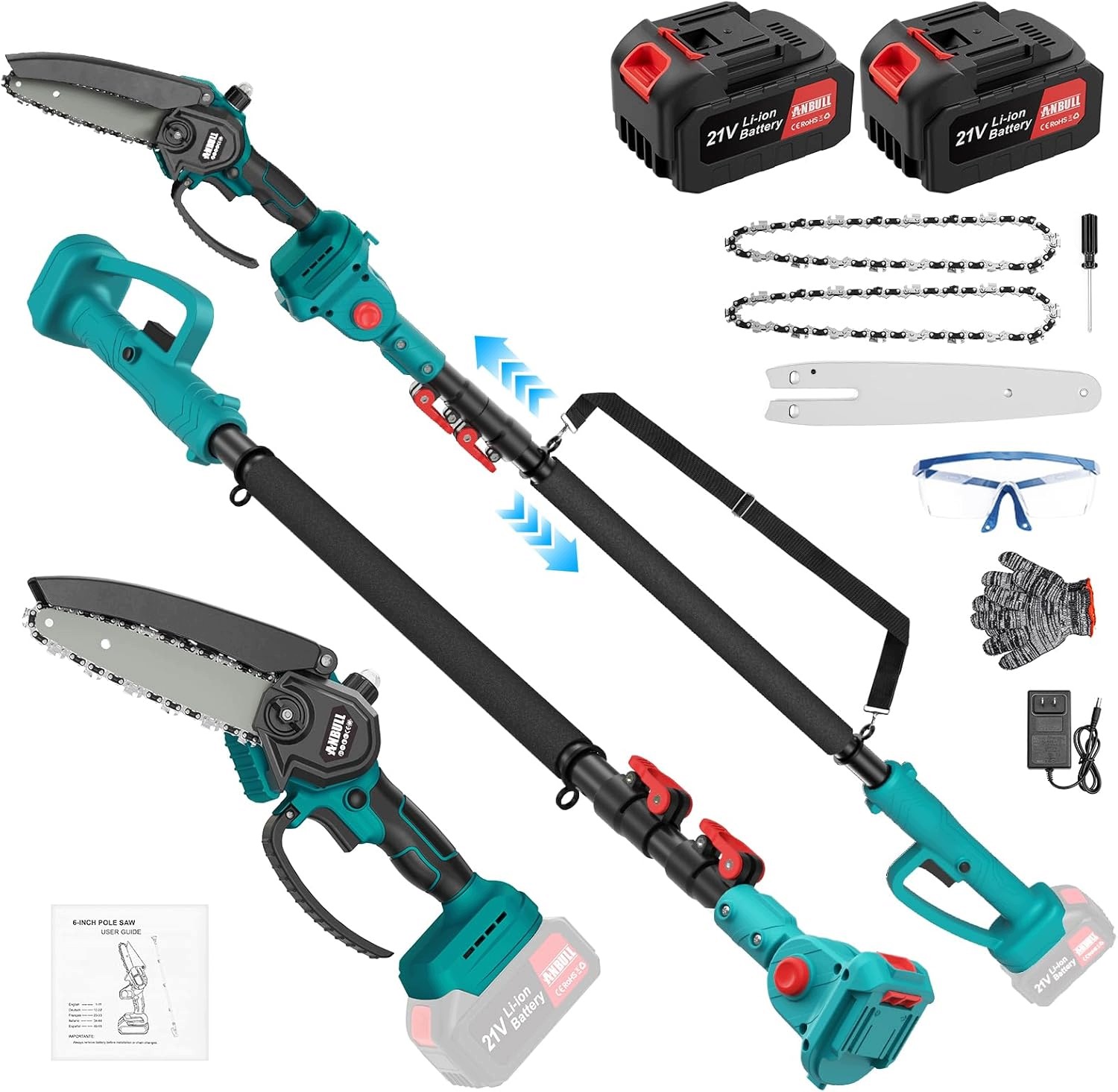 Anbull 2-v-1 mini bezdrátová řetězová pila a řetězová pila