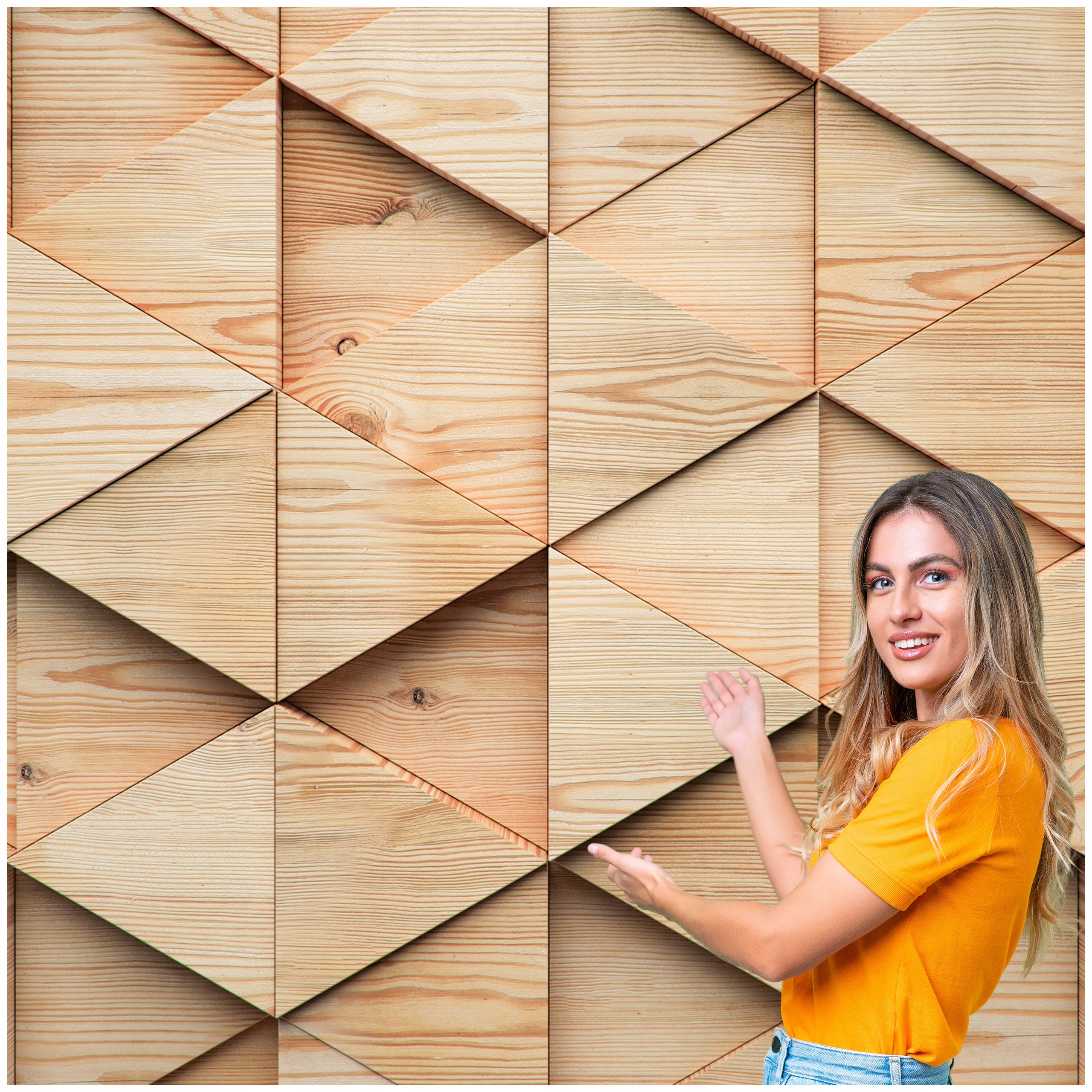 Fototapeta 3D Geometrické Pozadie Drevené trojuholníky 392x280 GTA11W