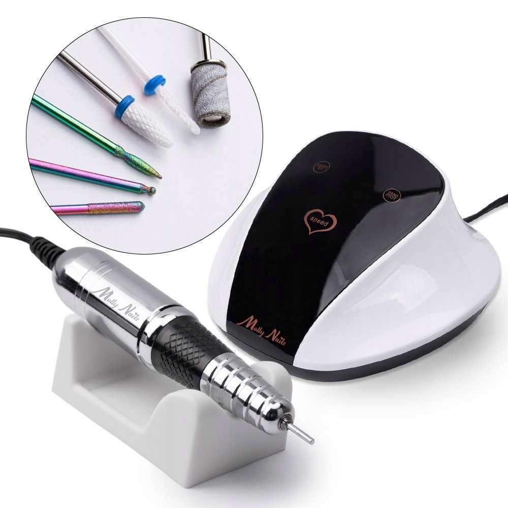 Profesionální Bruska na nehty Mollynails M18 68W nosič Sada frézek