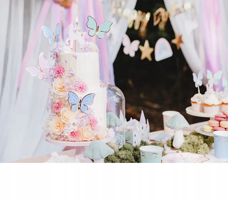 TOPPER Pikery na Tort Babeczki MOTYLKI Różowe Niebieskie Zielone 9 sztuk EAN (GTIN) 5904555058804