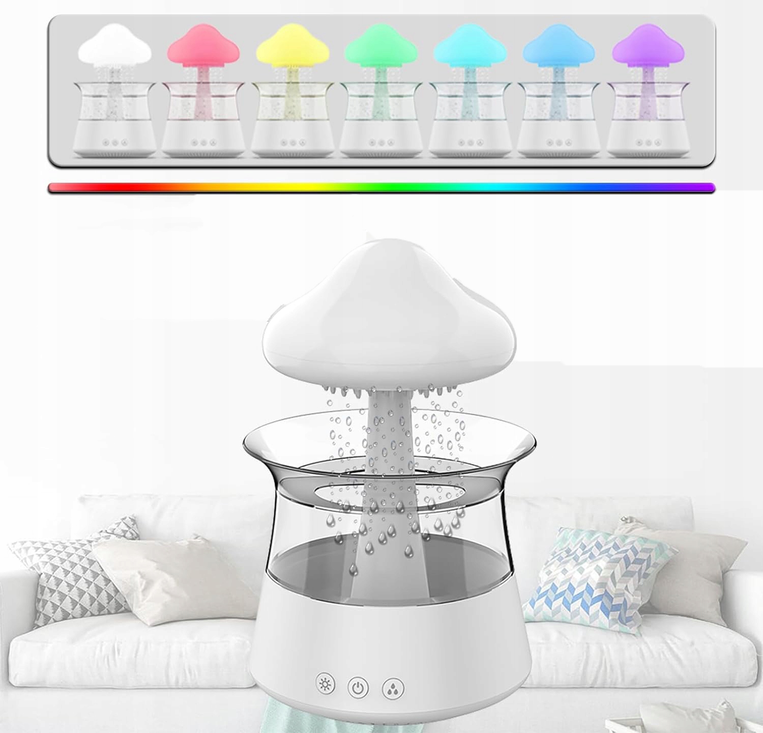 NAWILŻACZ POWIETRZA GRZYBEK KROPLA DESZCZU KOLOROWY LAMPKA LED CHMURA Model nawilżacz