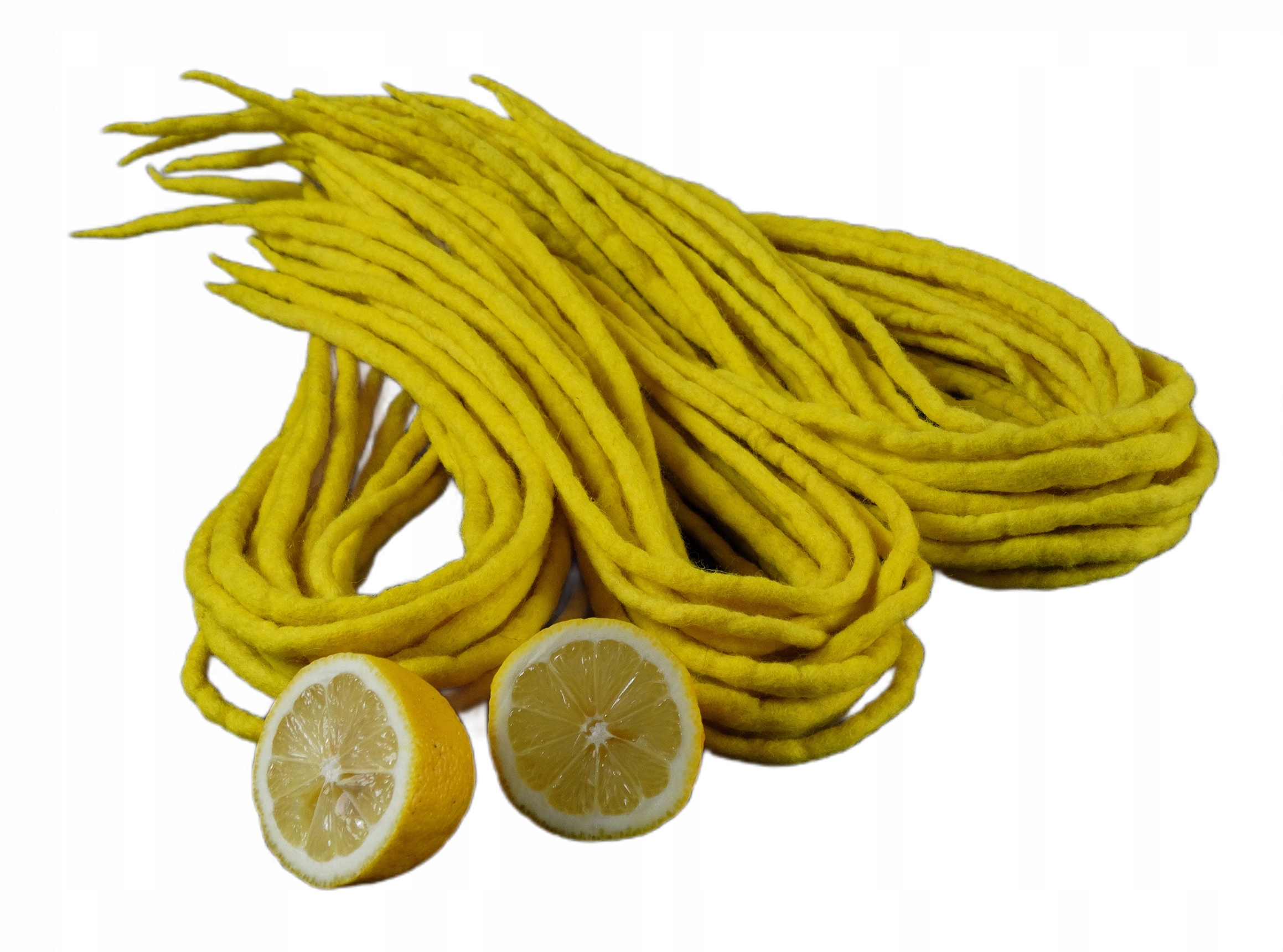 Dredloky Dredy vlněné, ručně vyráběné, žluté, Osvěžující Citron, 40 kusů