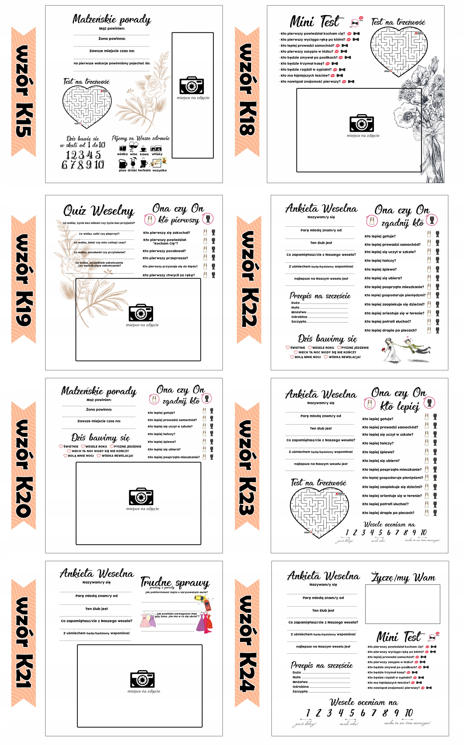 KSIĘGA GOŚCI NA ŚLUB WESELE KWADRAT ANKIETY MIX Wysokość produktu 21.2 cm