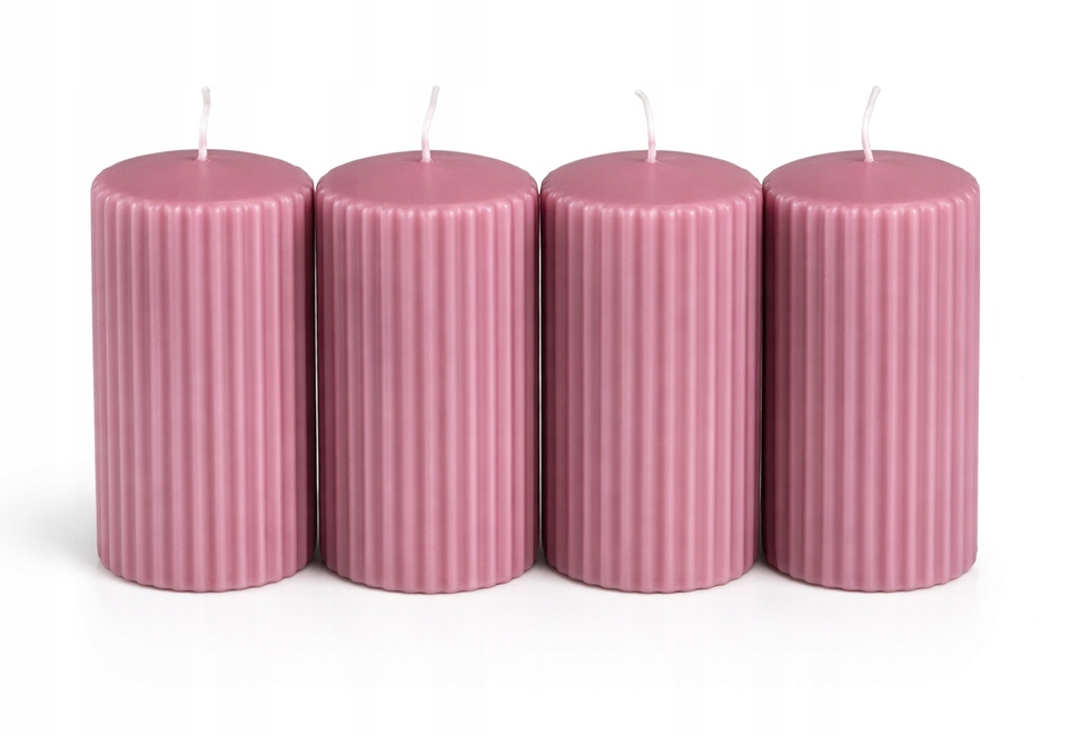 Świeca ozdobna ryflowana – zestaw 4 sztuki,9cm,Ø 5,7 cm, czas palenia 24h