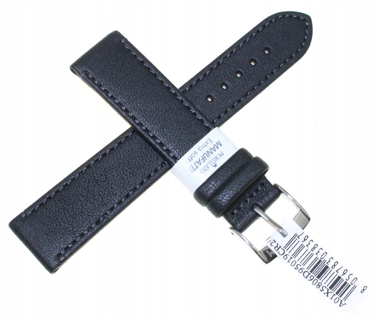 Černý Ručně Šitý Kožený Italský Pásek Morellato Debussy 20 mm A01X5806